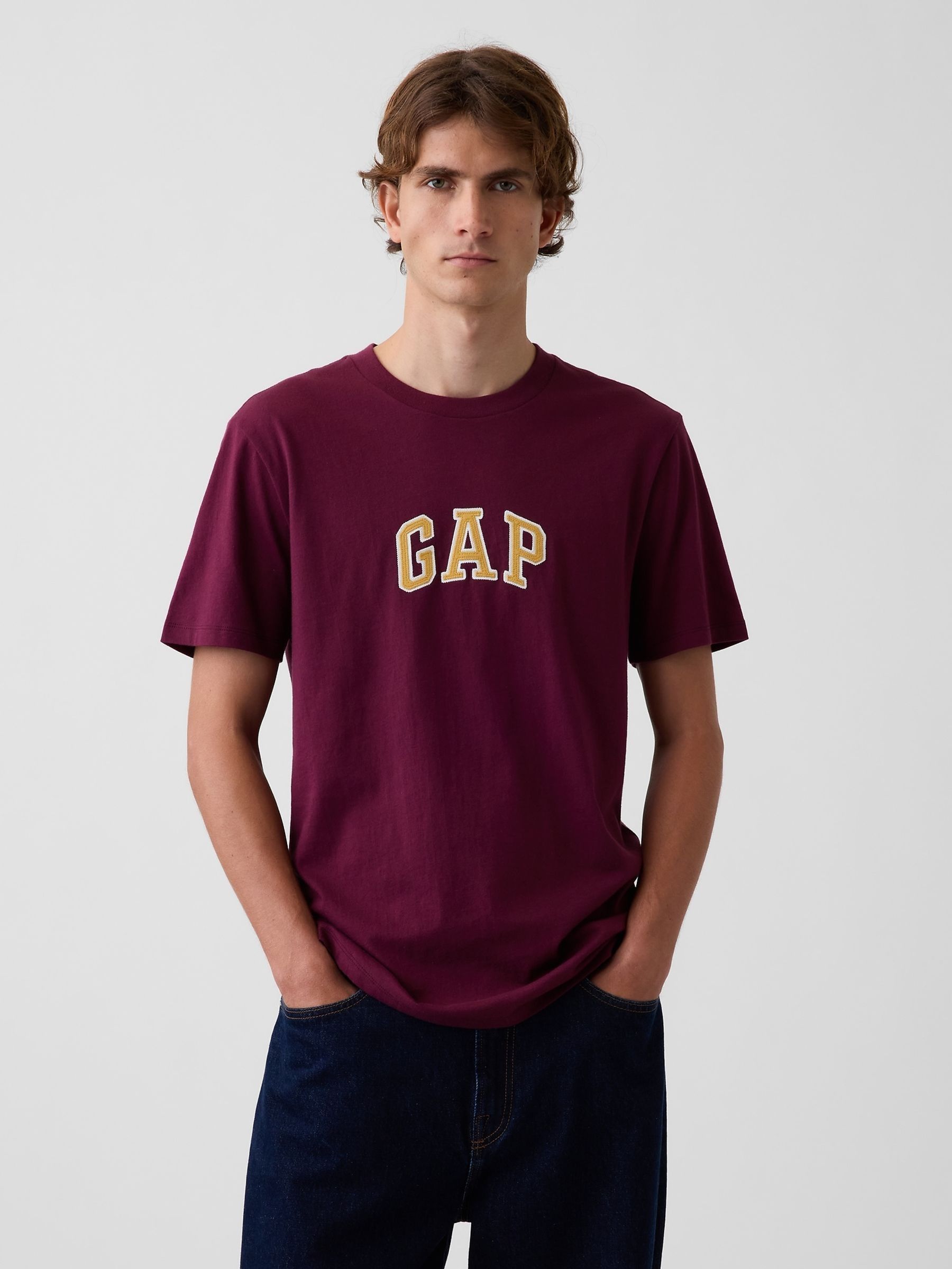 Burgundy Red Arch Logo Short Sleeve T-Shirt - Image 1 of 4