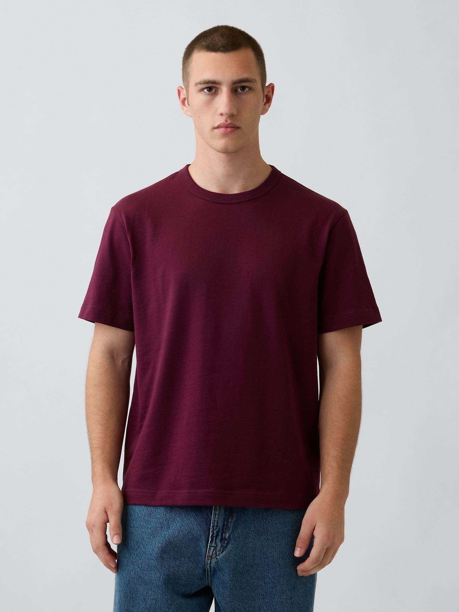 Burgundy Red Heavyweight Relaxed Short Sleeve T-Shirt - Image 1 of 4