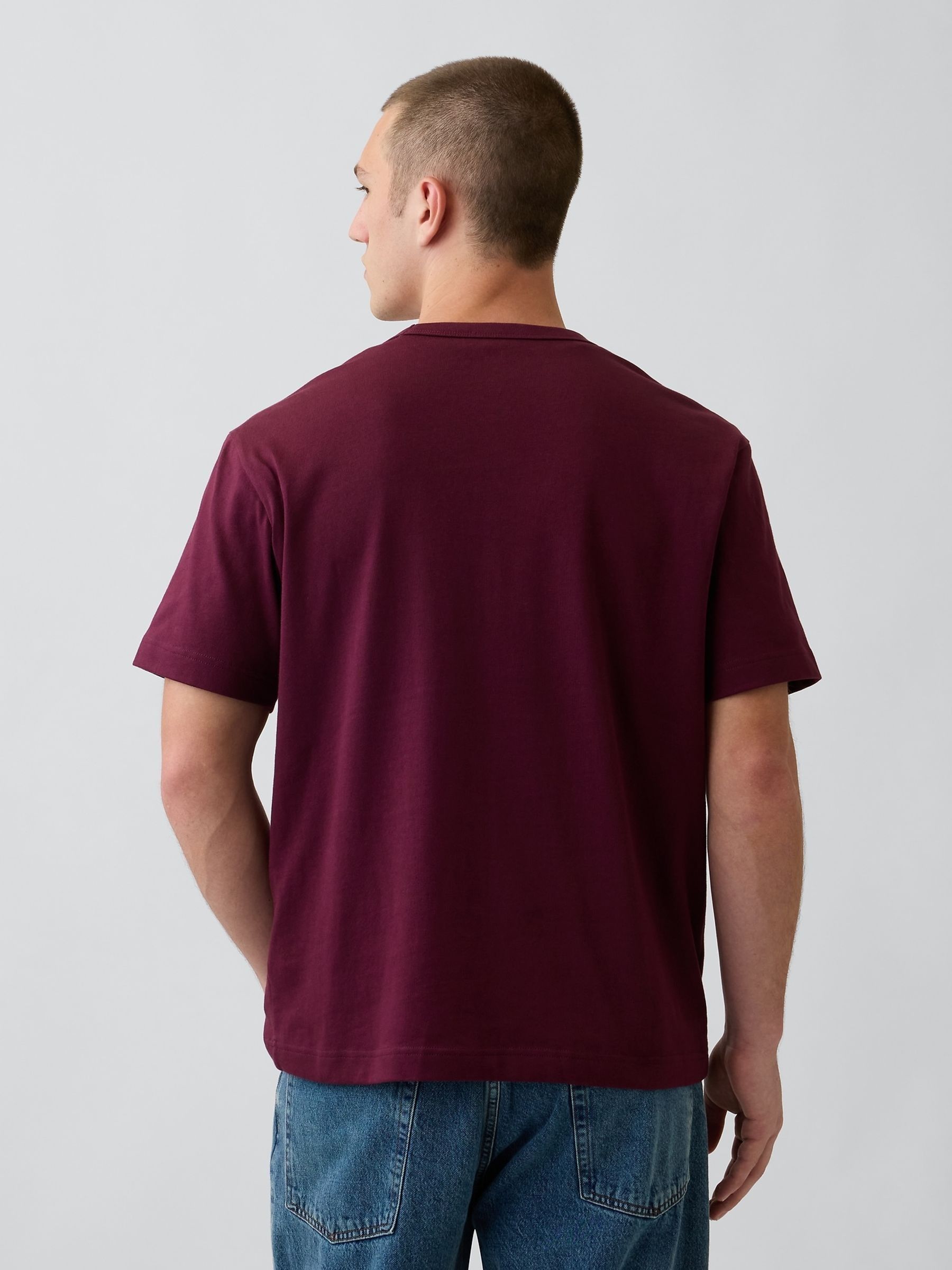 Burgundy Red Heavyweight Relaxed Short Sleeve T-Shirt - Image 2 of 4