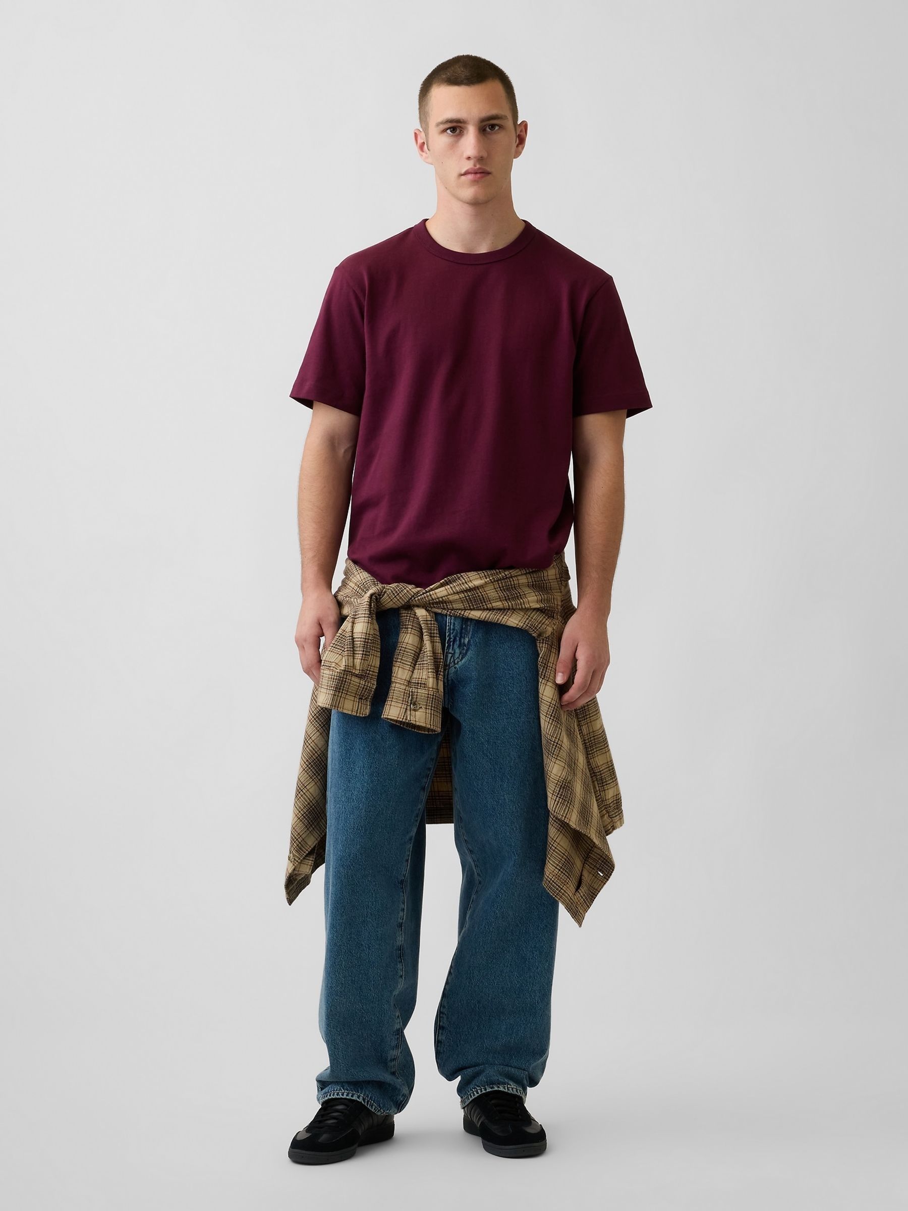 Burgundy Red Heavyweight Relaxed Short Sleeve T-Shirt - Image 3 of 4