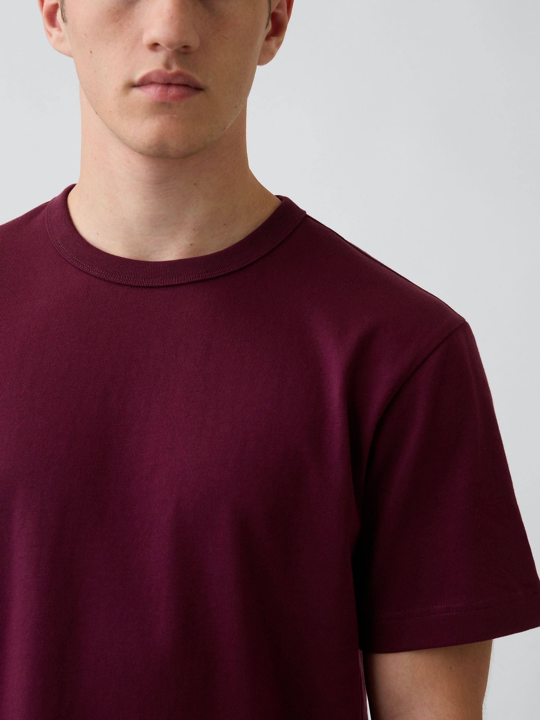 Burgundy Red Heavyweight Relaxed Short Sleeve T-Shirt - Image 4 of 4
