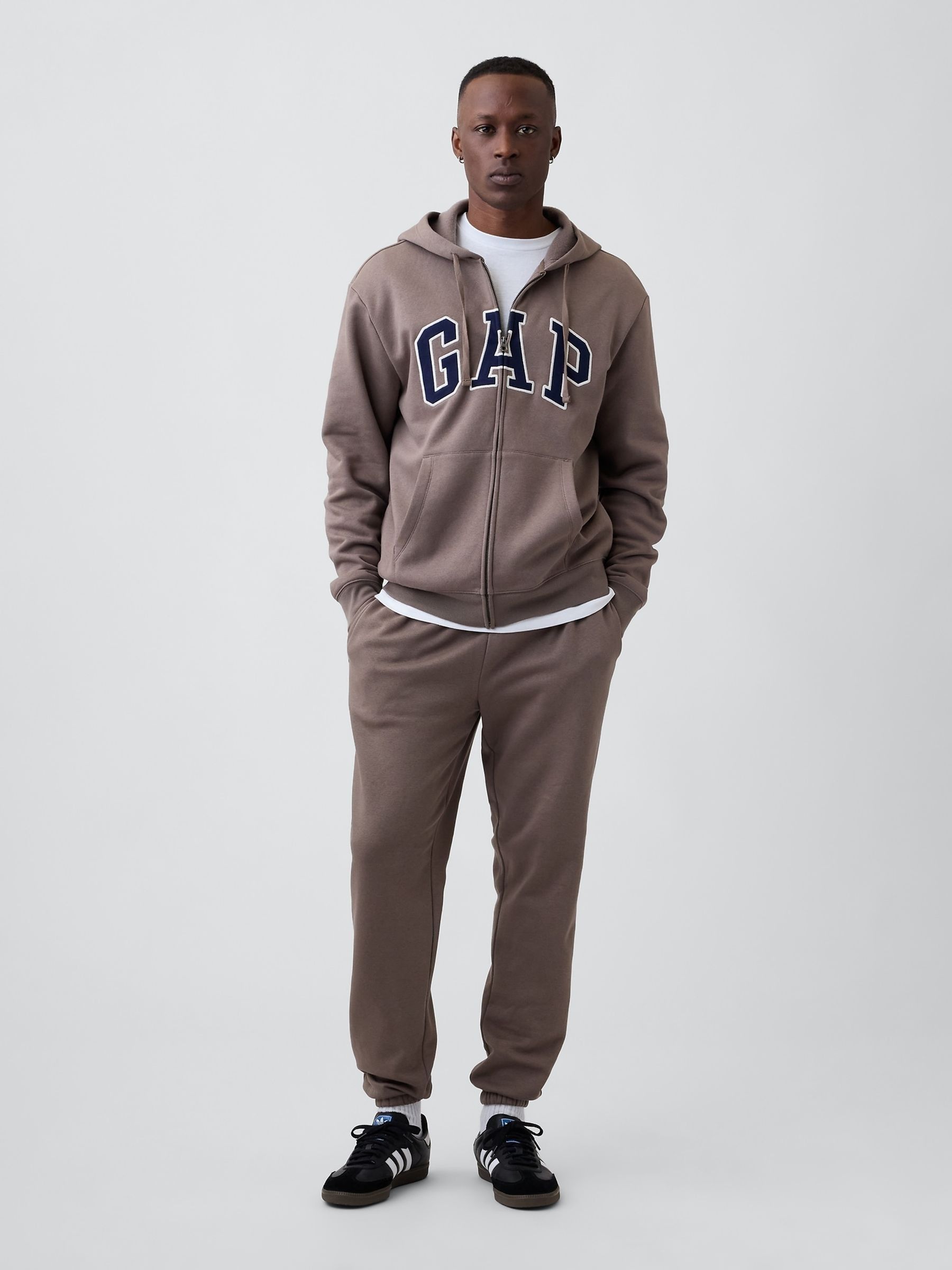 Brown/Navy Relaxed Full-Zip Hoodie - Image 1 of 4