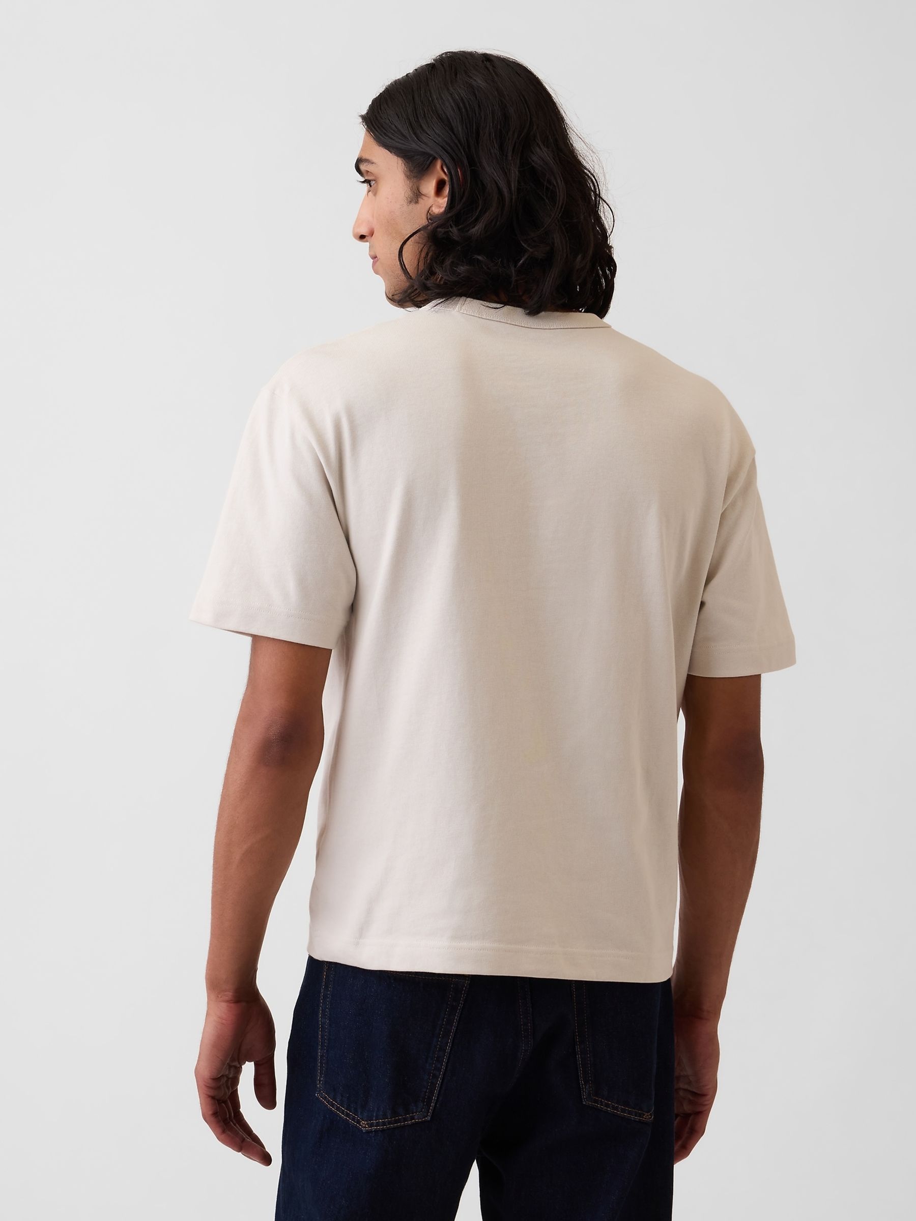 Beige Heavyweight Boxy Short Sleeve T-Shirt - Image 2 of 4
