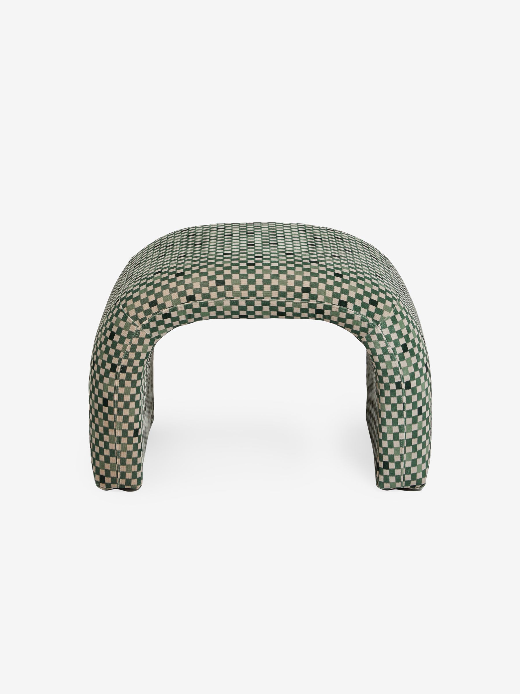 Beryl Stool in Green Checked Velvet - Image 6 of 7