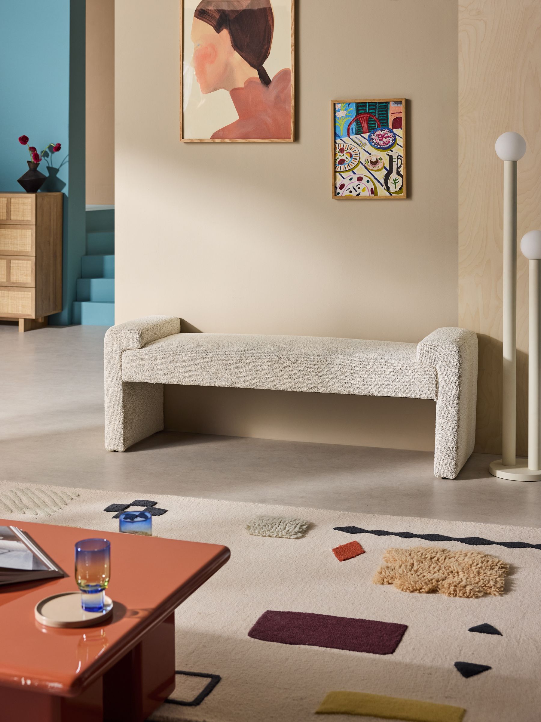 Brixton Bench in Off White Pax Boucle - Image 1 of 7