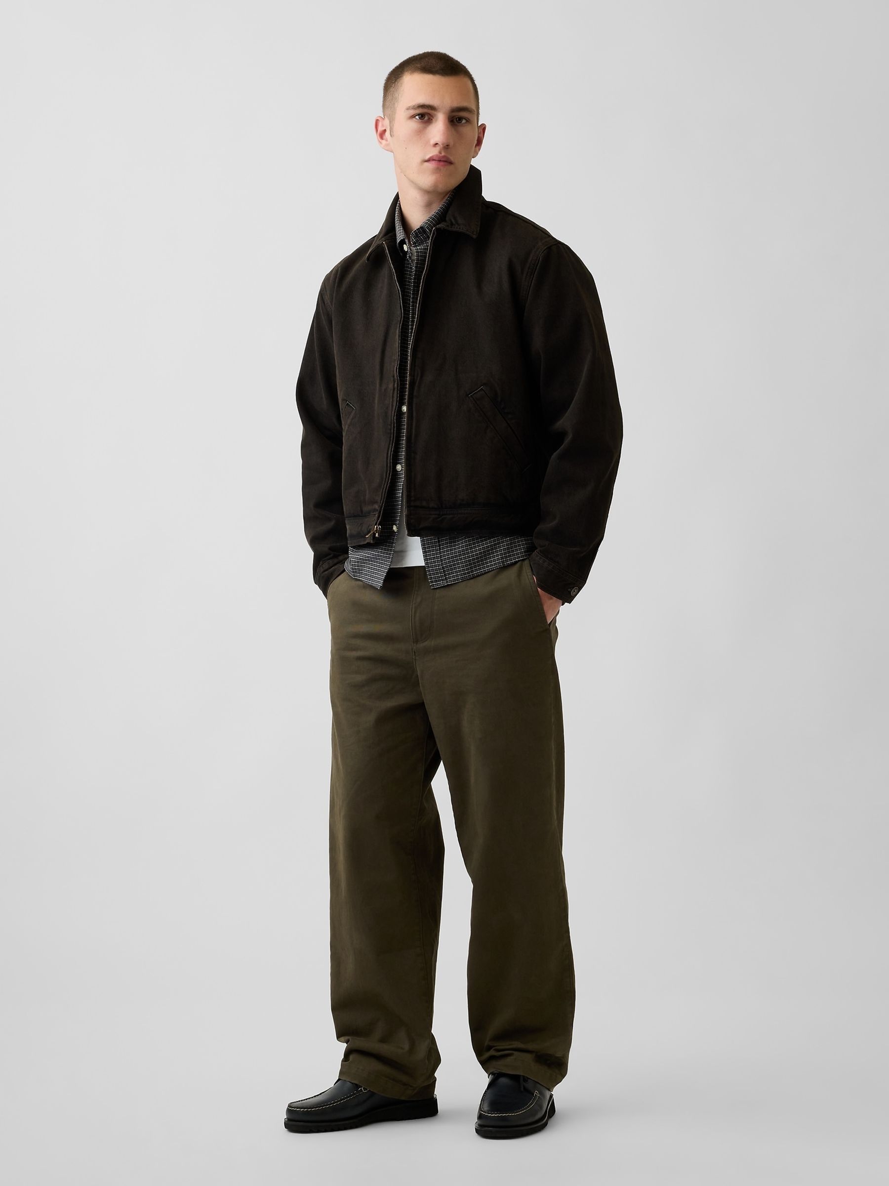 Khaki Green Heavyweight Twill Baggy Chinos - Image 5 of 6