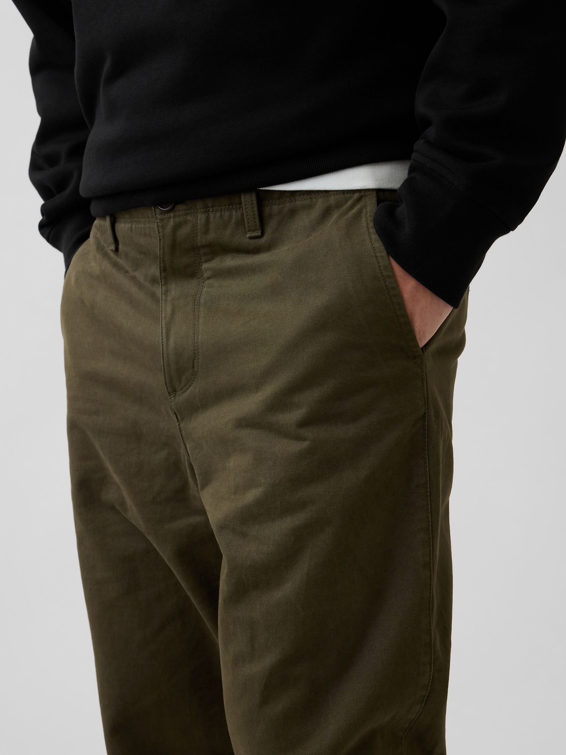 Khaki Green Heavyweight Twill Baggy Chinos - Image 6 of 6