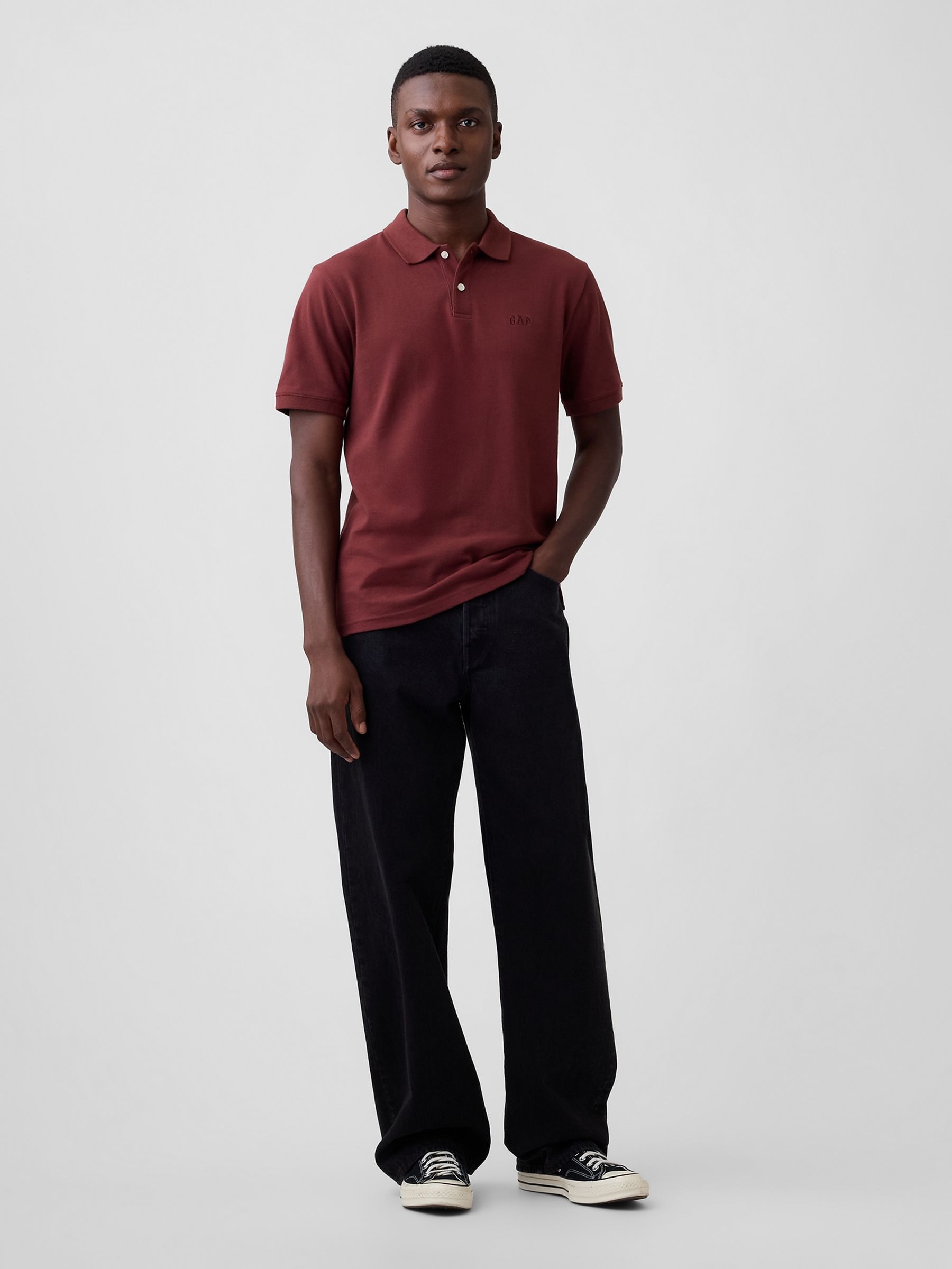Dark Red Logo Pique Polo Shirt - Image 3 of 4