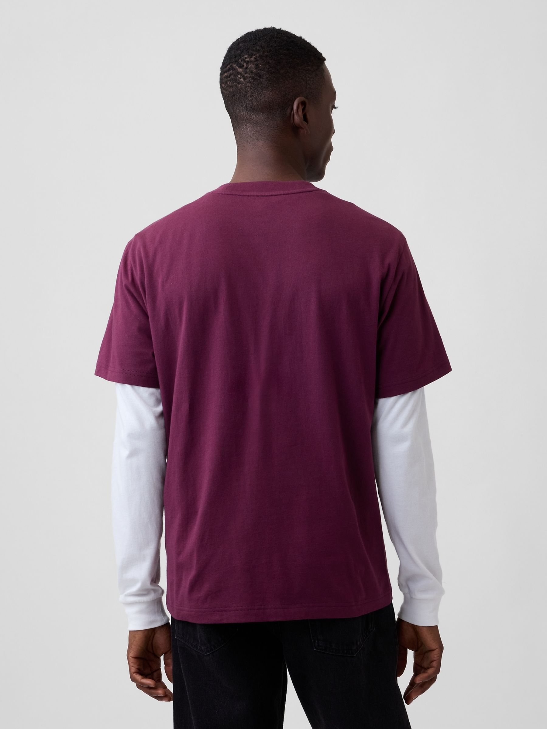 Burgundy Everyday Soft Relaxed Graphic T-Shirt - Image 2 of 4 Burgundy Everyday Soft Relaxed Graphic T-Shirt - Image 2 of 4