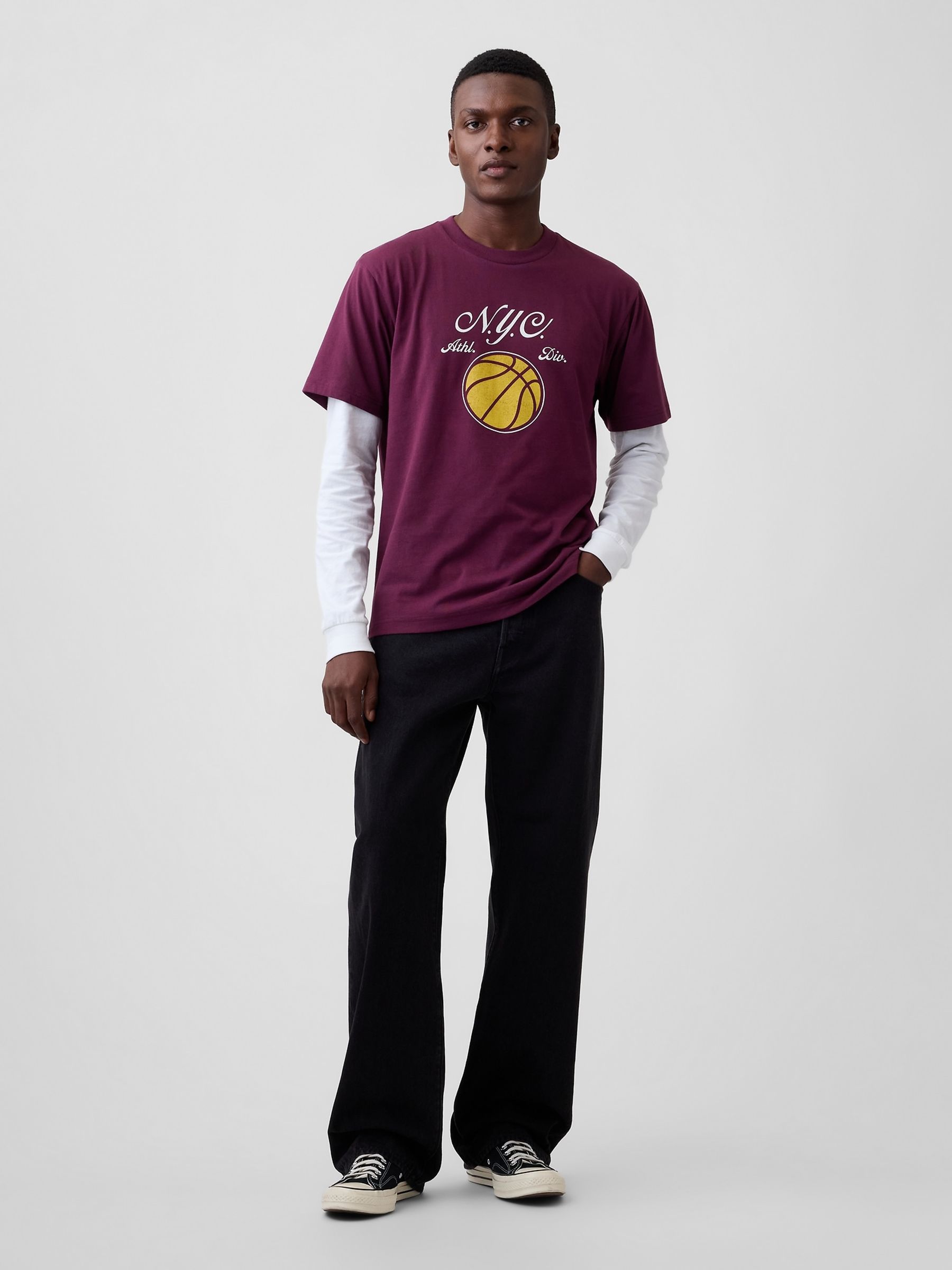 Burgundy Everyday Soft Relaxed Graphic T-Shirt - Image 3 of 4