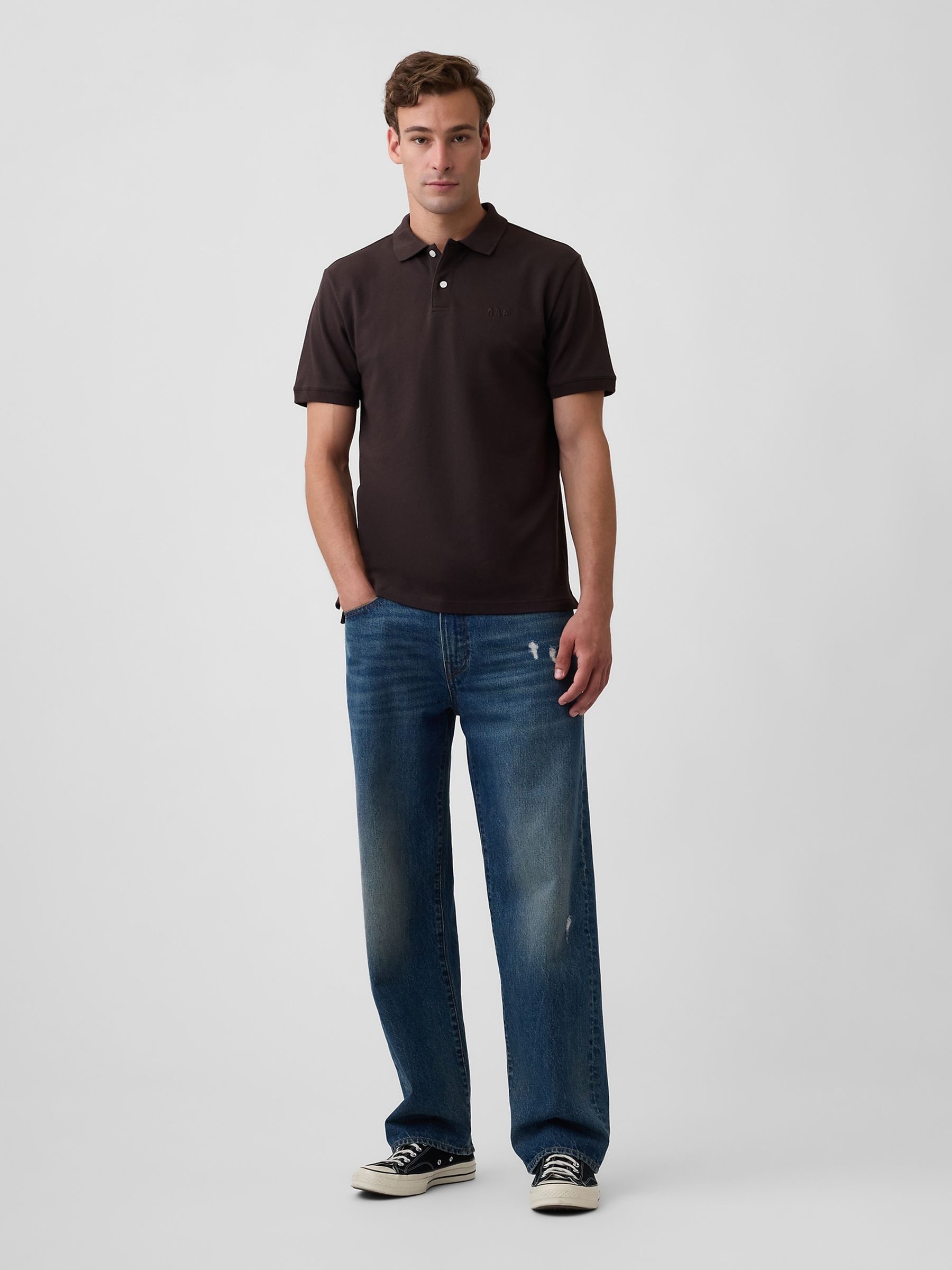 Brown Logo Pique Polo Shirt - Image 3 of 4