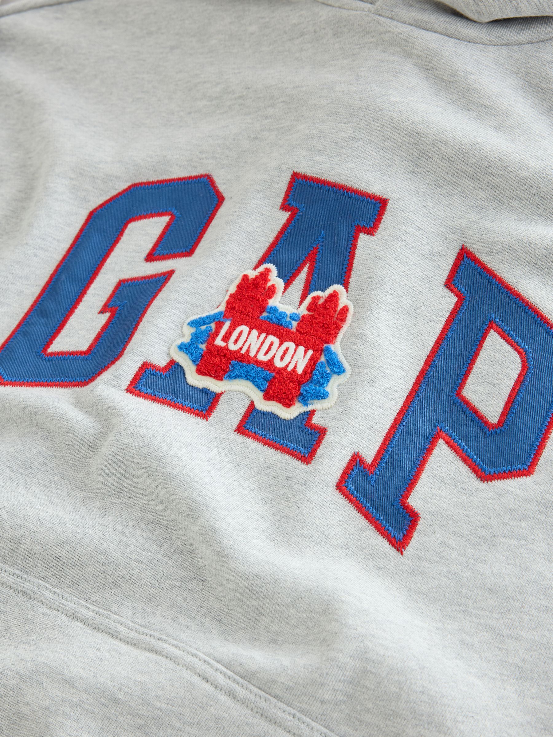 Grey Hoodie Logo London Pullover Hoodie - Image 4 of 4