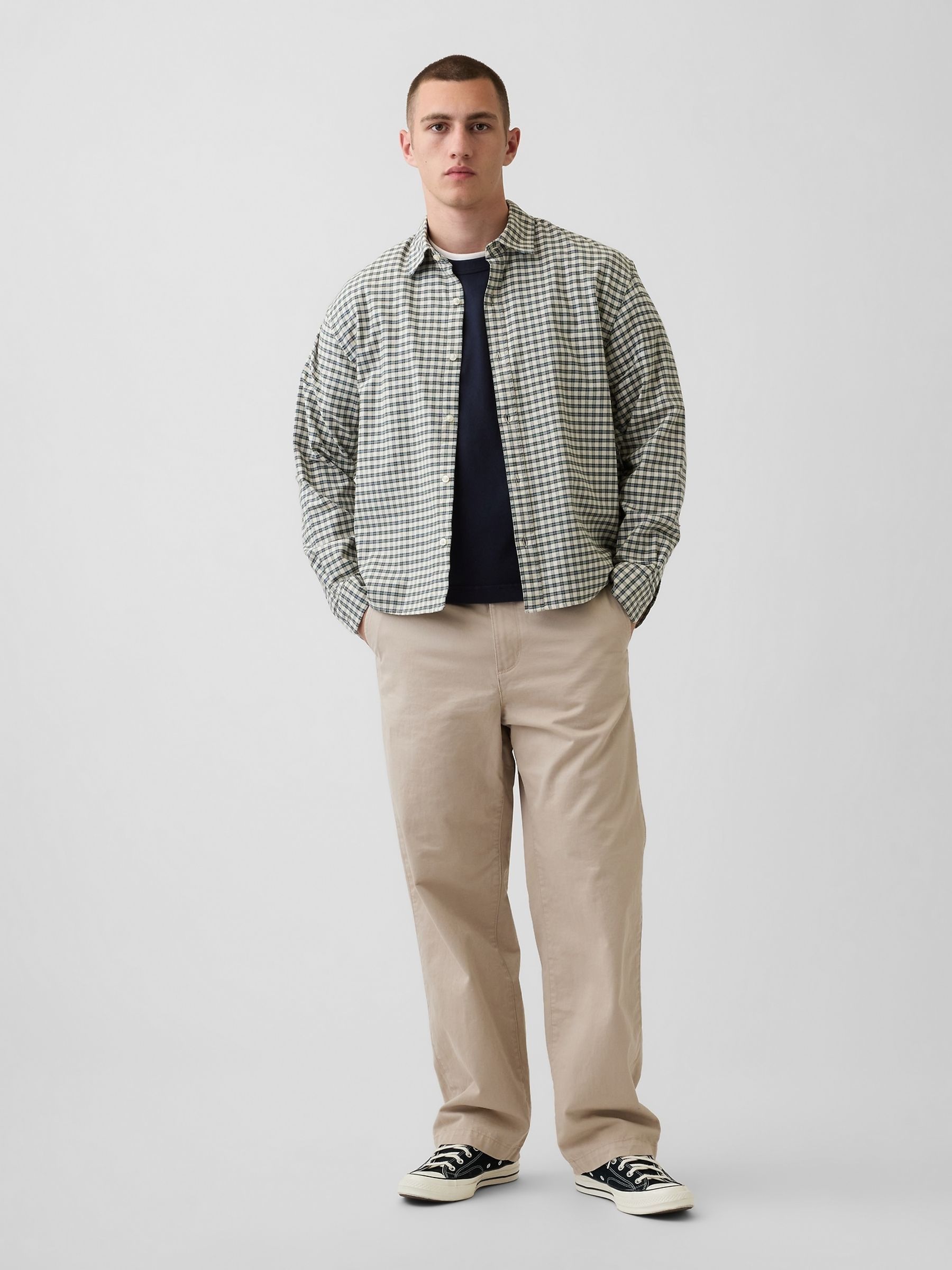 Beige Heavyweight Twill Baggy Chinos - Image 4 of 6