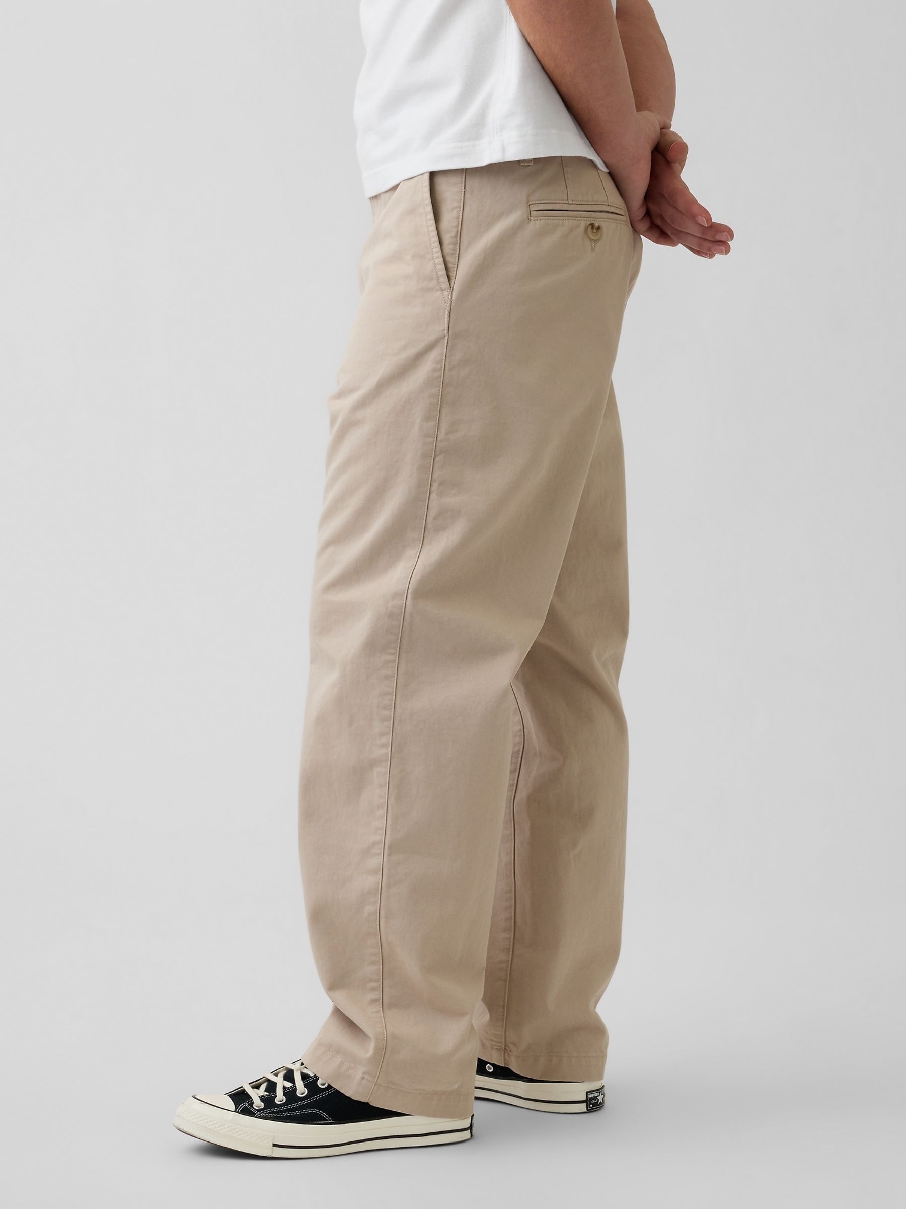 Beige Heavyweight Twill Baggy Chinos - Image 6 of 6