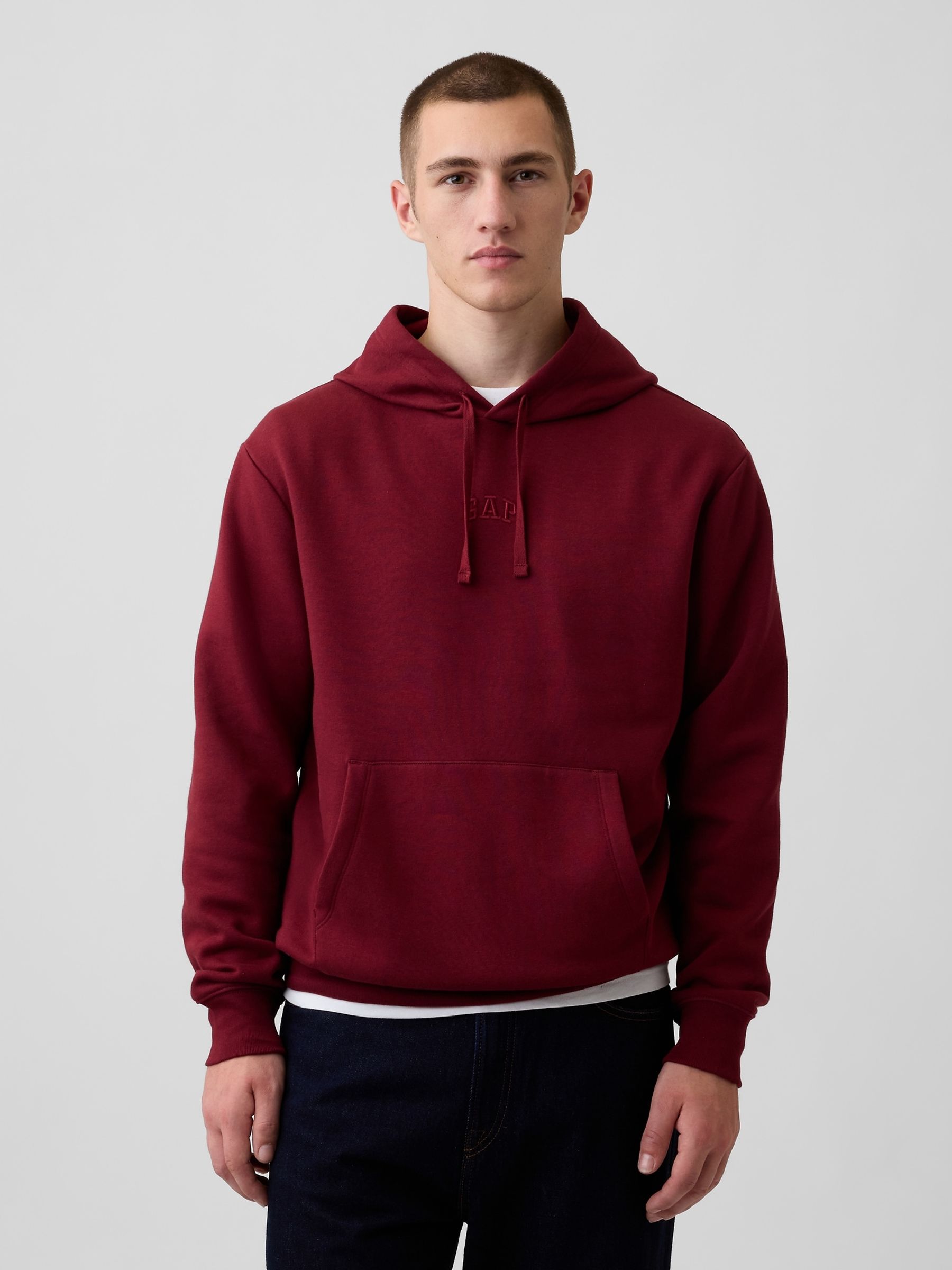 Red Relaxed Mini-Logo Hoodie - Image 1 of 3