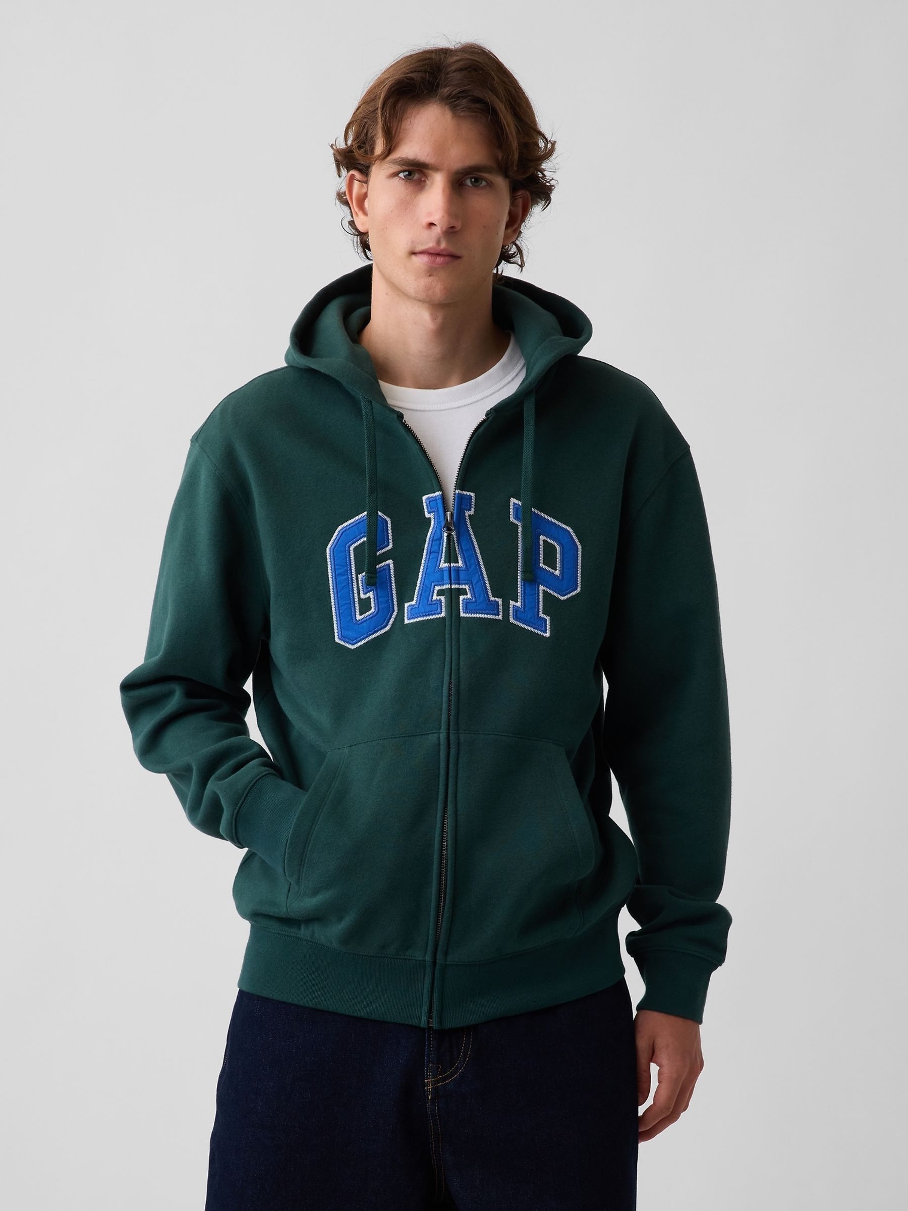 Green/Blue Vintage Soft Arch Logo Zip Hoodie - Image 1 of 4 Green/Blue Vintage Soft Arch Logo Zip Hoodie - Image 1 of 4