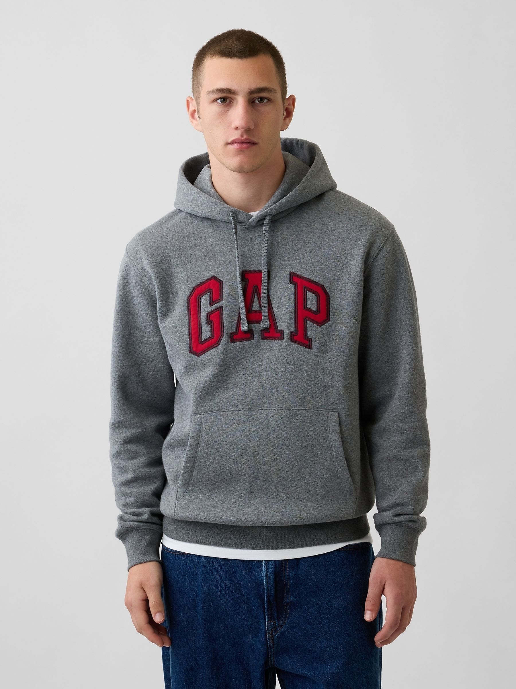 Grey/Red VintageSoft Arch Logo Hoodie - Image 1 of 4