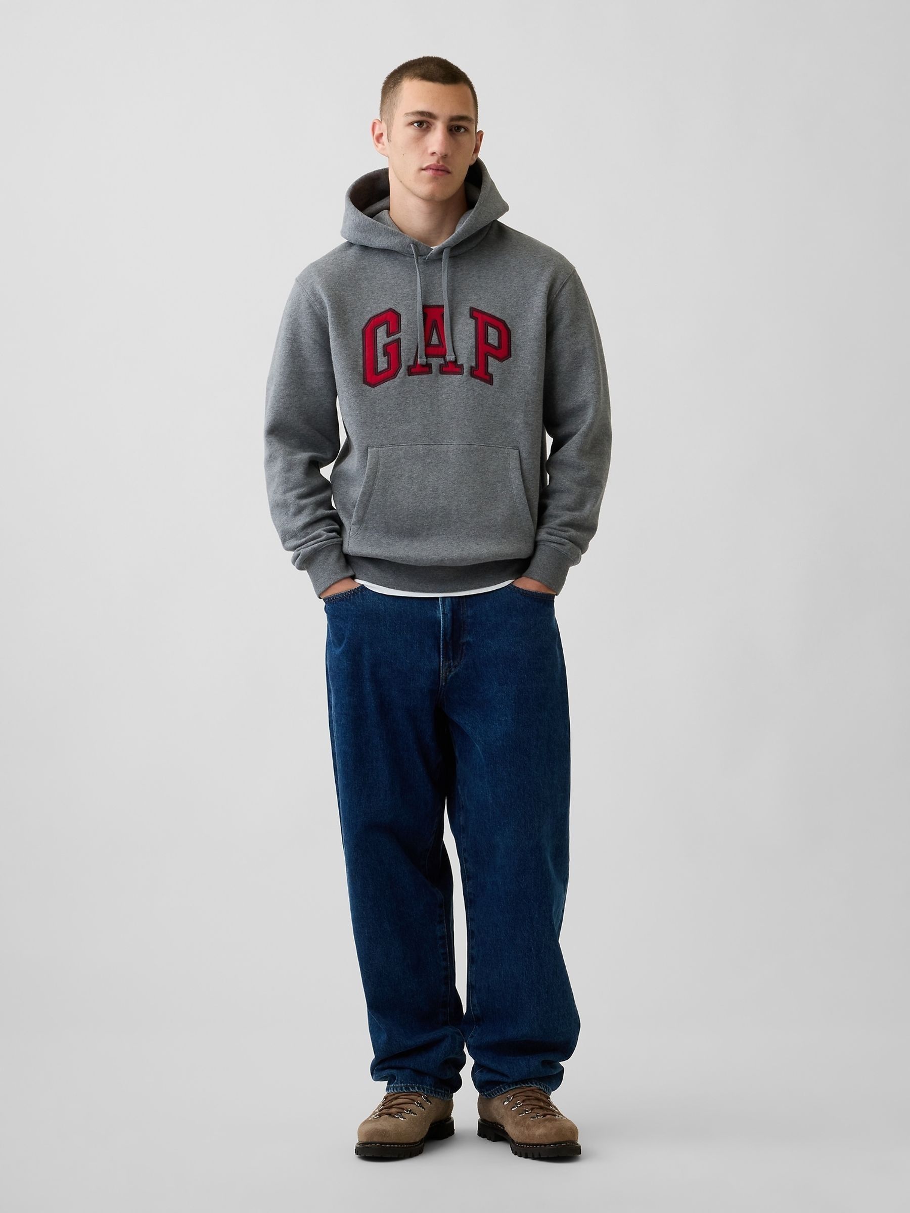 Grey/Red VintageSoft Arch Logo Hoodie - Image 3 of 4