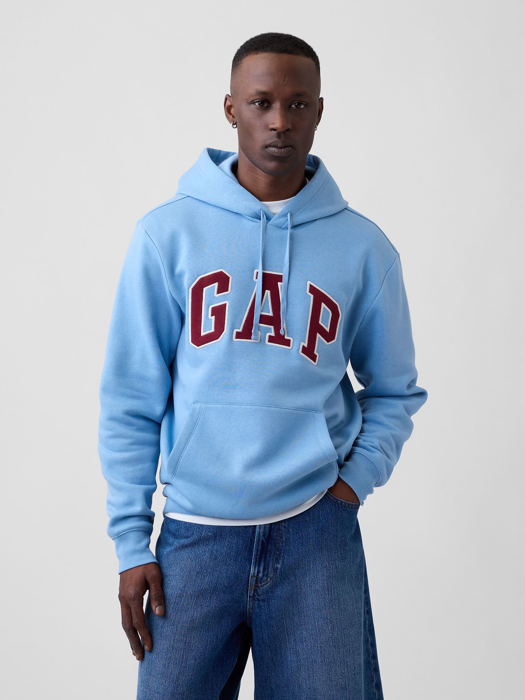 Blue/Burgundy VintageSoft Arch Logo Hoodie - Image 1 of 4 Blue/Burgundy VintageSoft Arch Logo Hoodie - Image 1 of 4
