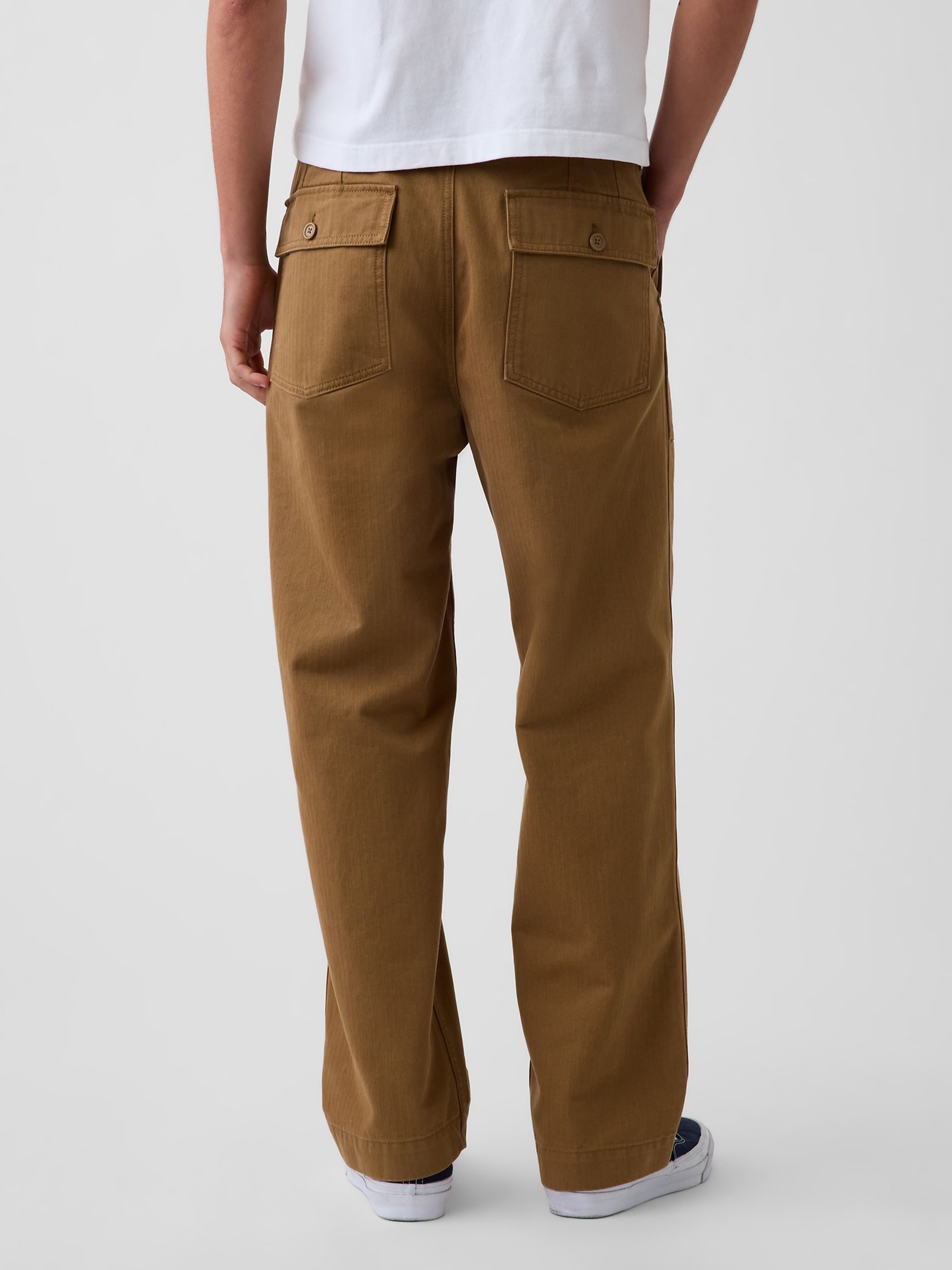 Brown Herringbone '90s Loose Trousers - Image 2 of 6 Brown Herringbone '90s Loose Trousers - Image 2 of 6