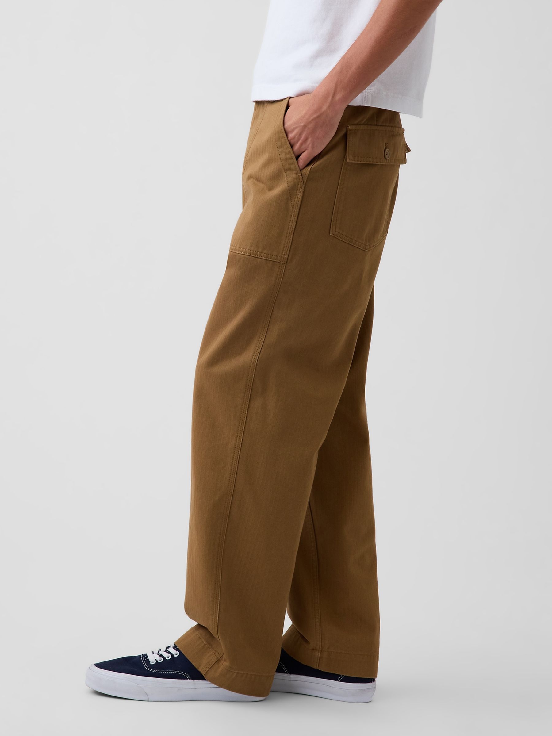 Brown Herringbone '90s Loose Trousers - Image 3 of 6