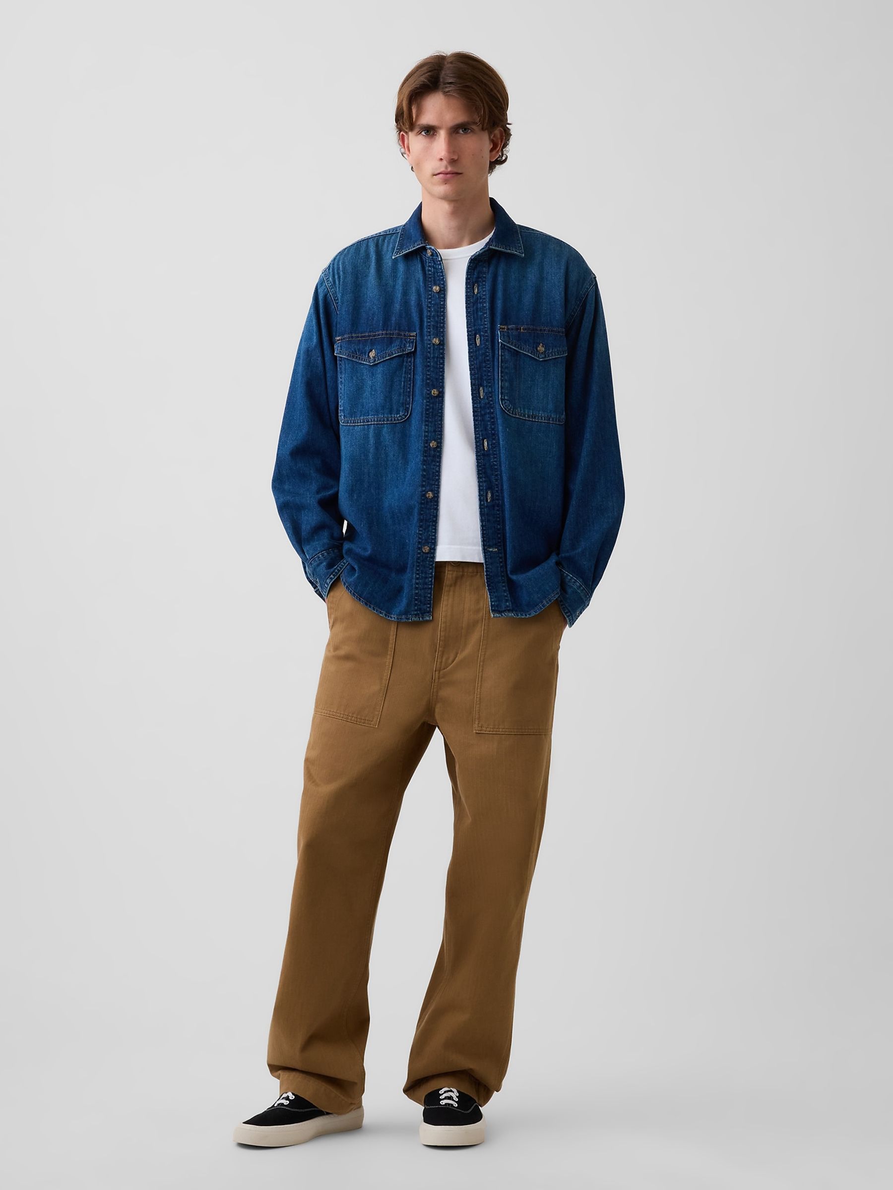 Brown Herringbone '90s Loose Trousers - Image 4 of 6