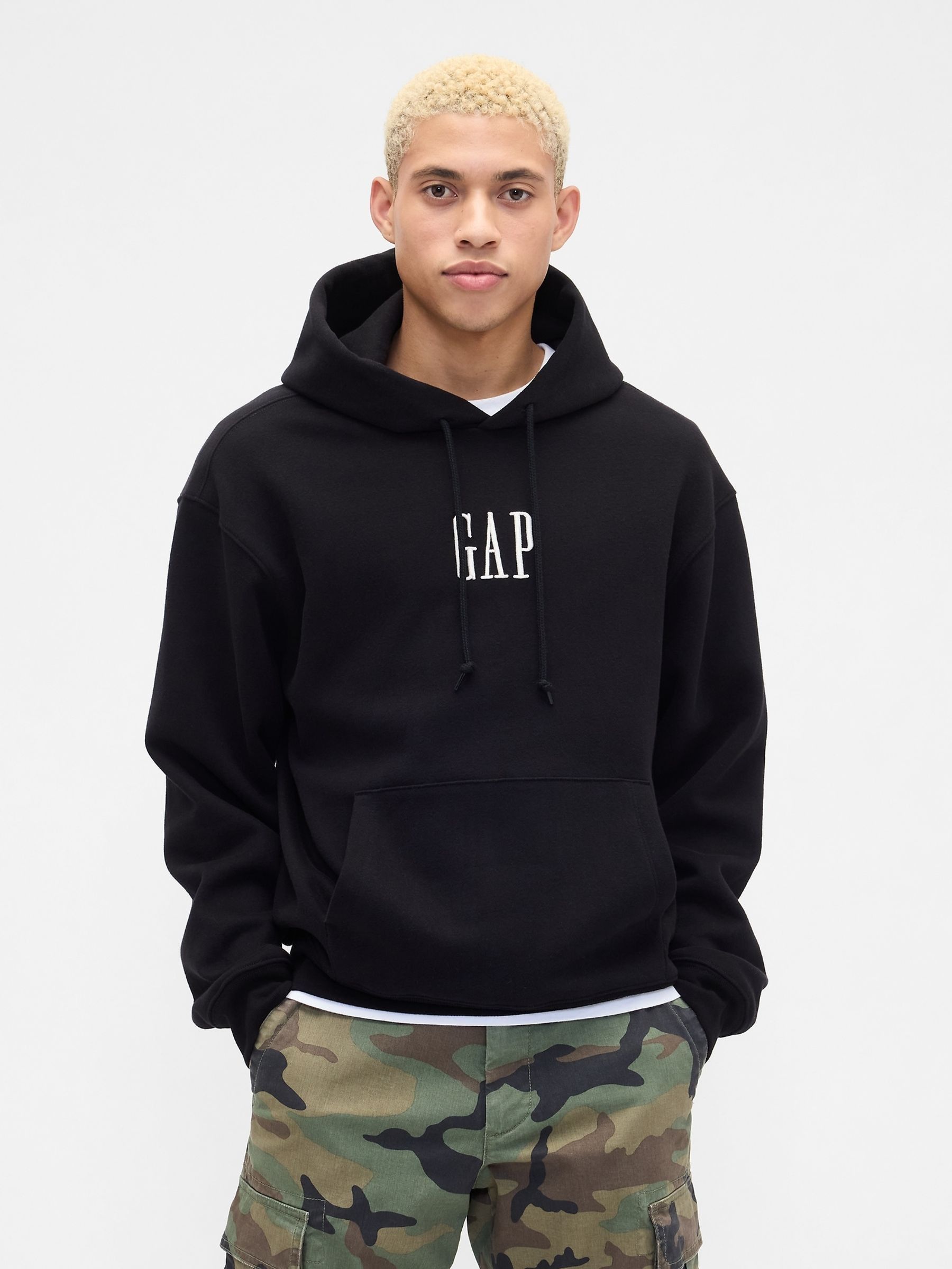 Black VintageSoft Oversized Mini-Logo Hoodie - Image 1 of 3 Black VintageSoft Oversized Mini-Logo Hoodie - Image 1 of 3