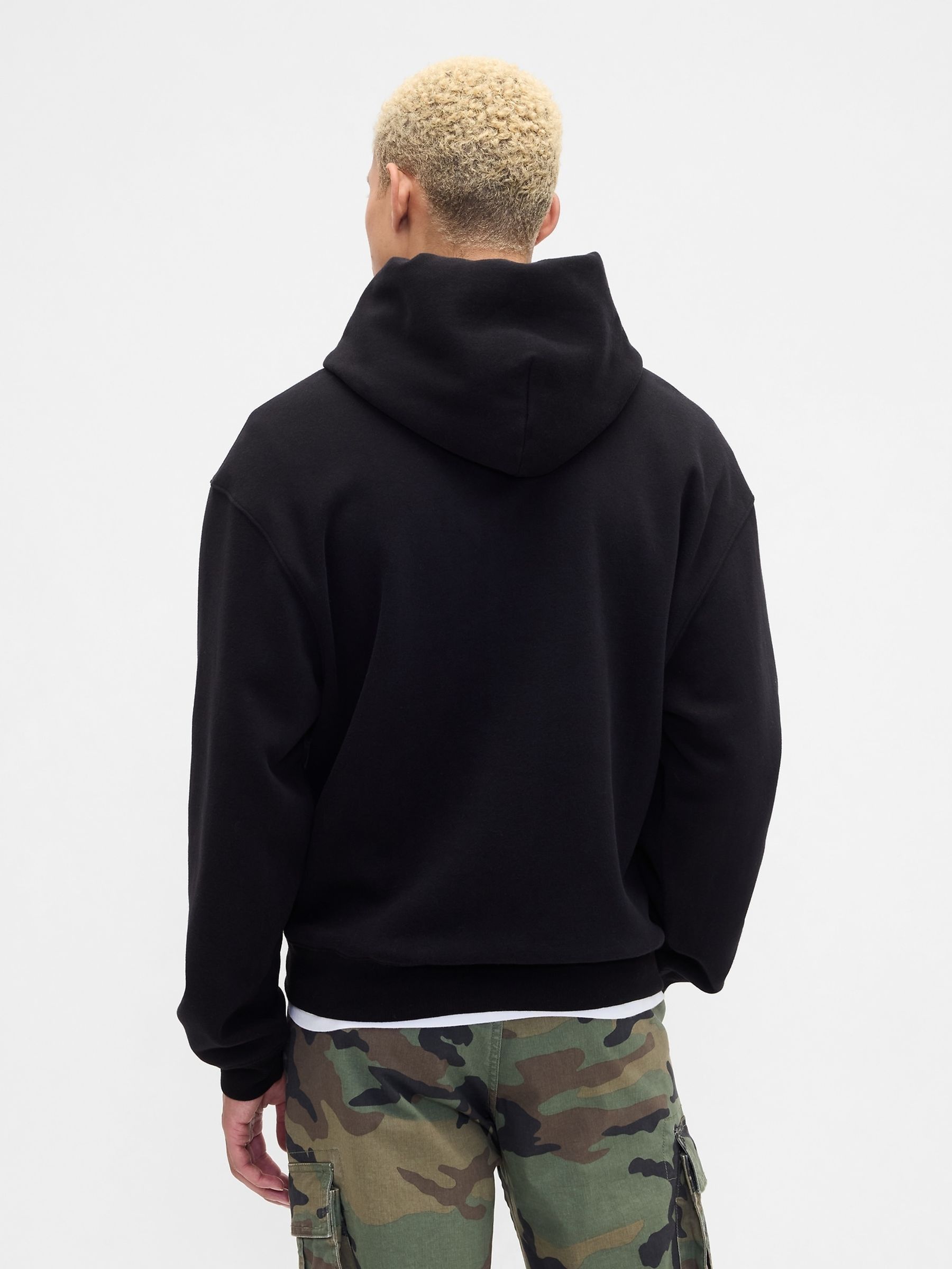 Black VintageSoft Oversized Mini-Logo Hoodie - Image 2 of 3 Black VintageSoft Oversized Mini-Logo Hoodie - Image 2 of 3