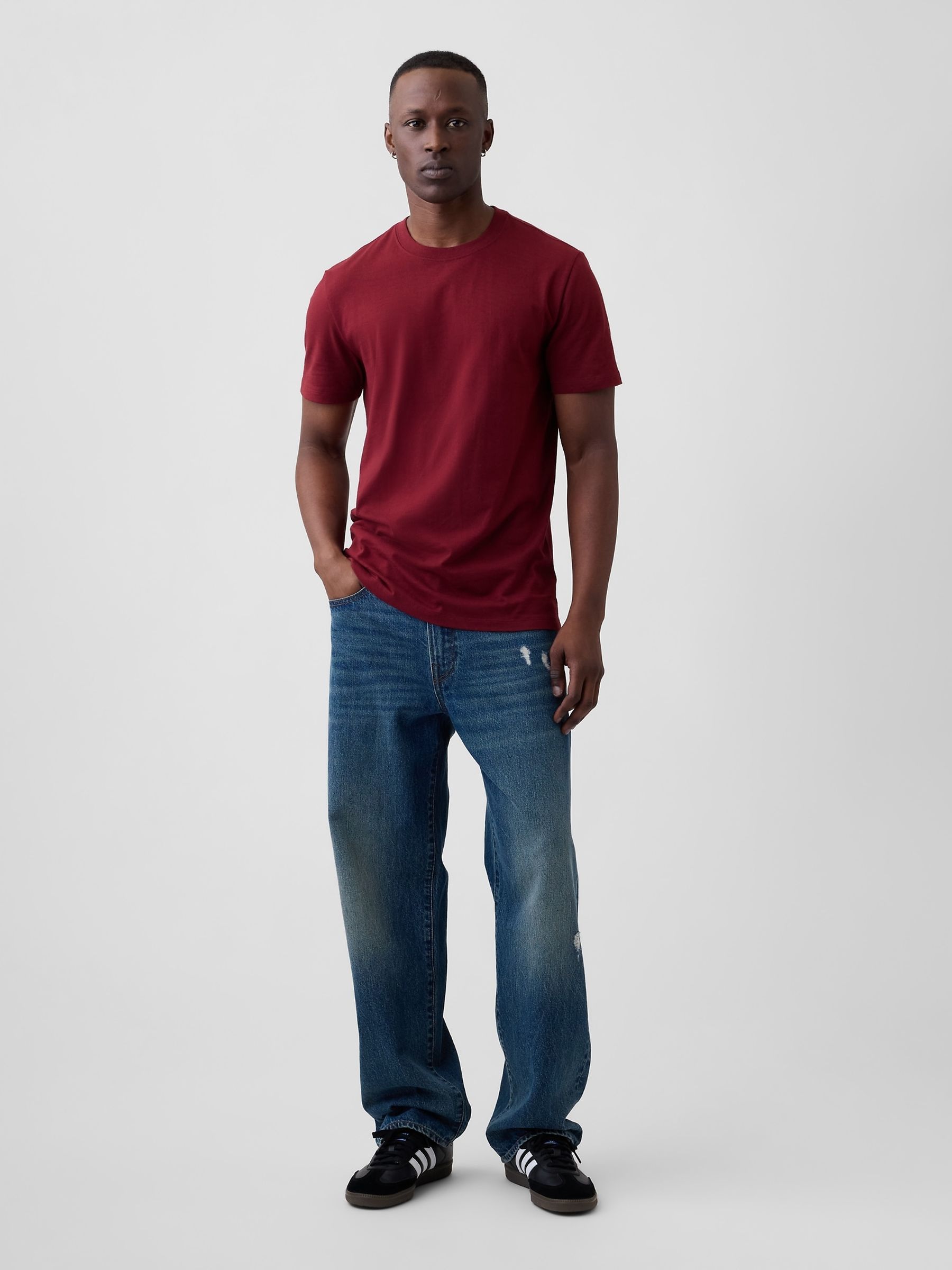 Burgundy Red Everyday Soft Crew Neck T-Shirt - Image 3 of 5
