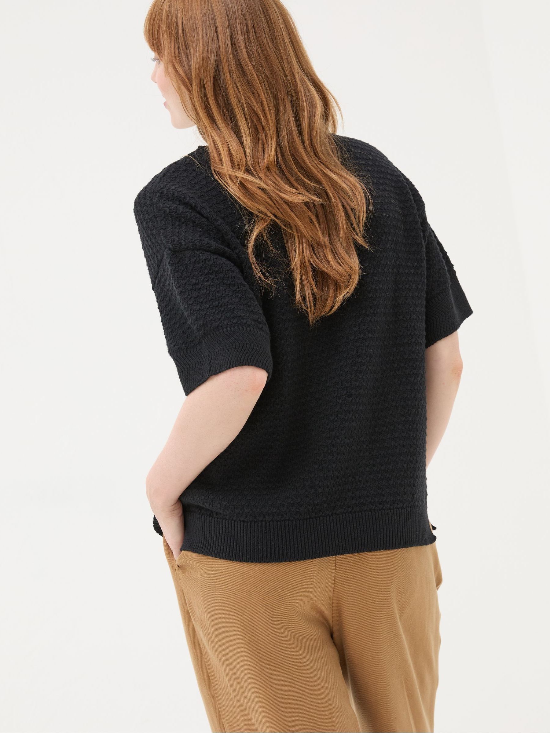 Black Sania Textured T-Shirt - Image 2 of 6 Black Sania Textured T-Shirt - Image 2 of 6