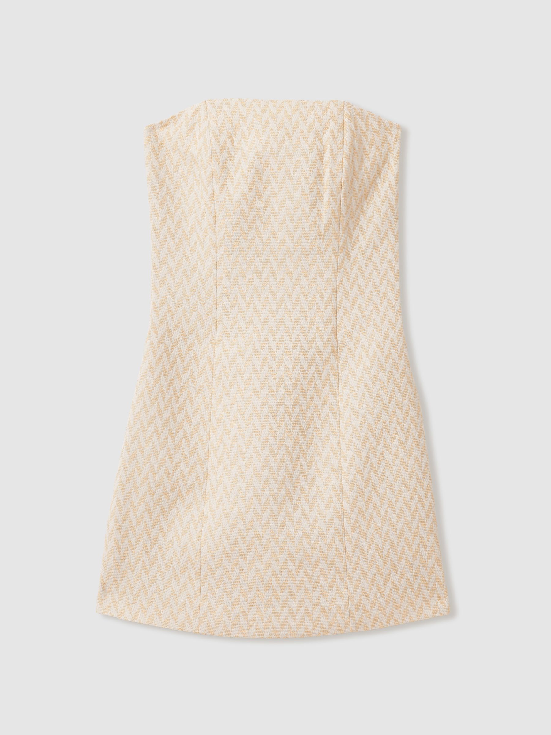 Anna Quan Strapless Chevron-Weave Mini Dress in Cream - Image 2 of 6