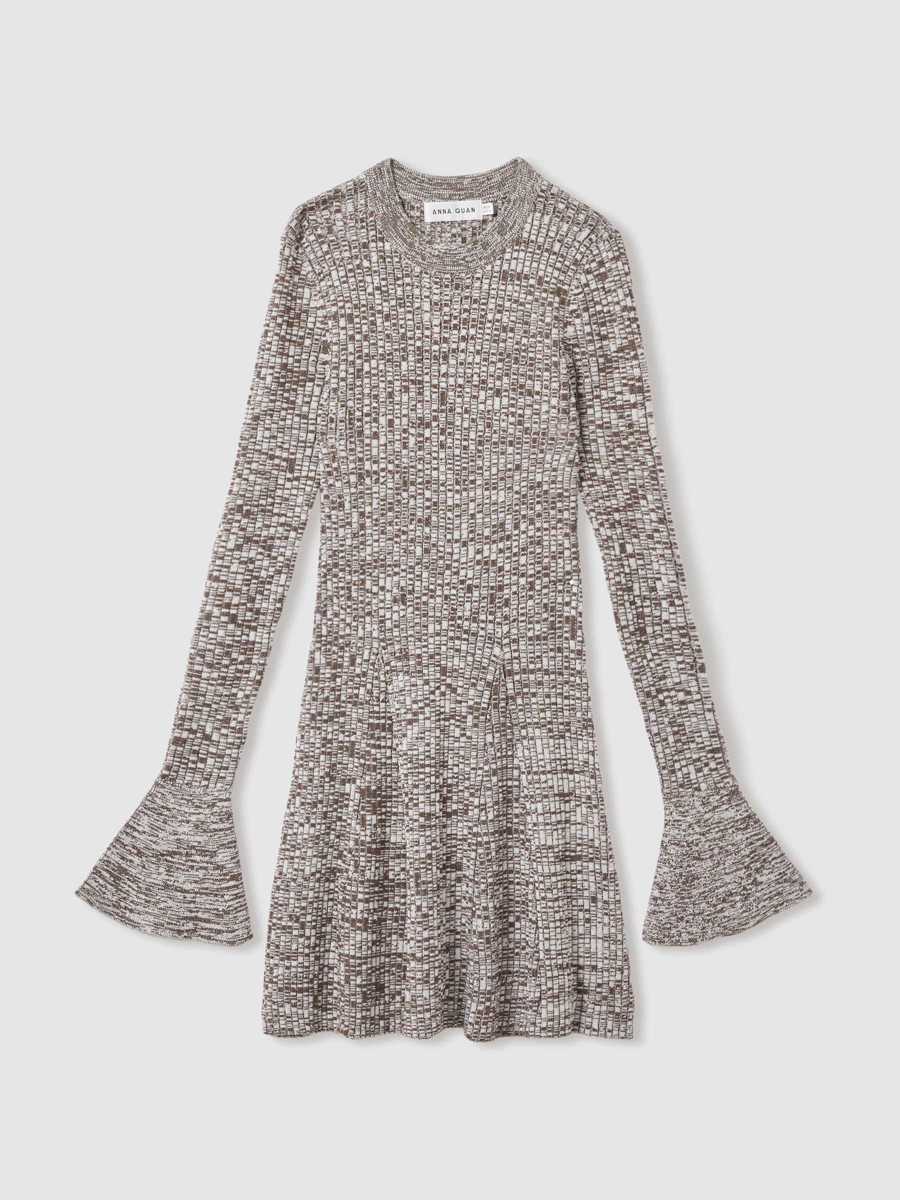 Anna Quan Mélange-Knit Mini 100% Cotton Dress in Grey Marl - Image 2 of 6