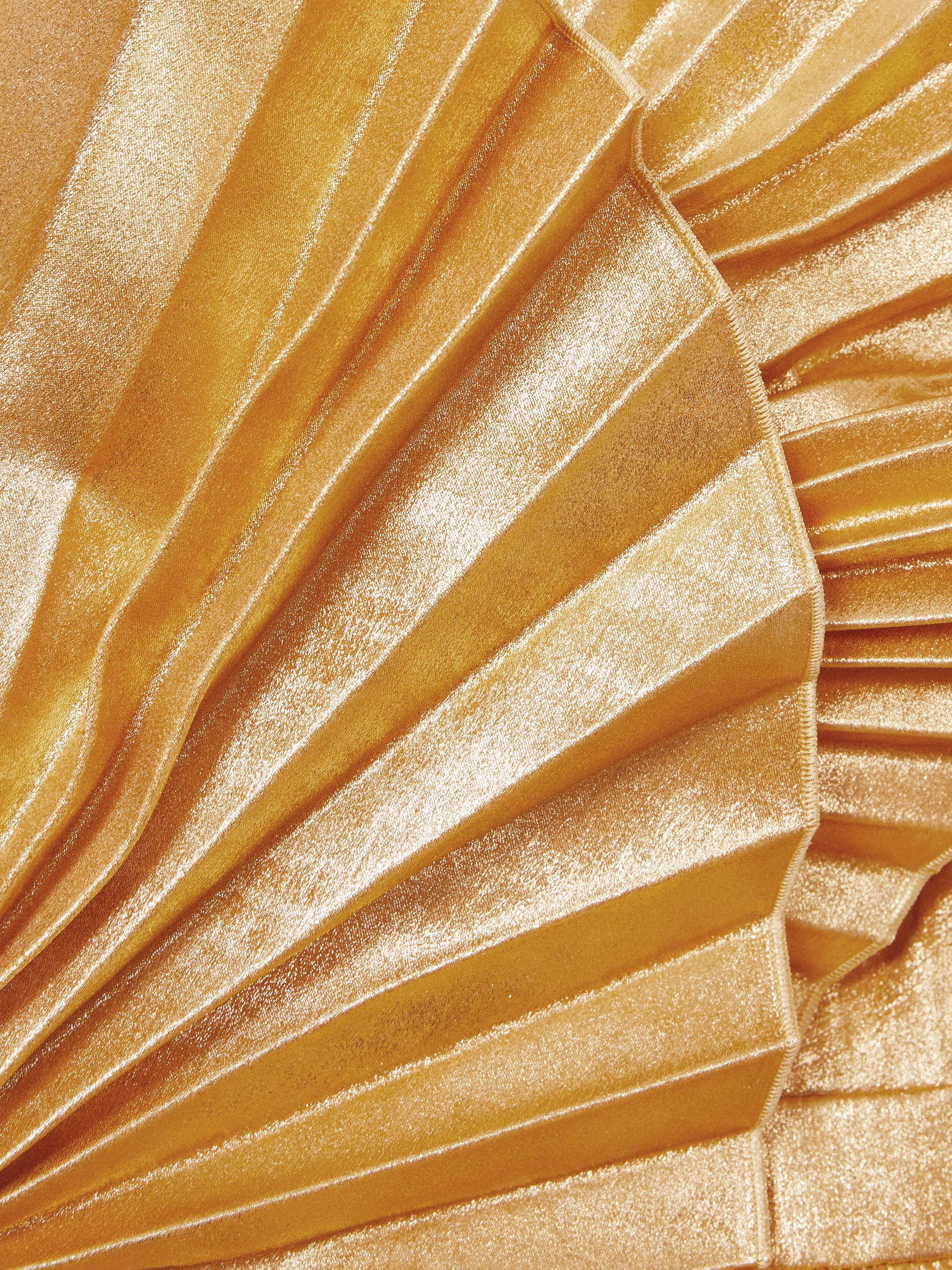 Acler Pleated Fan Metallic Mini Dress in Gold - Image 7 of 7