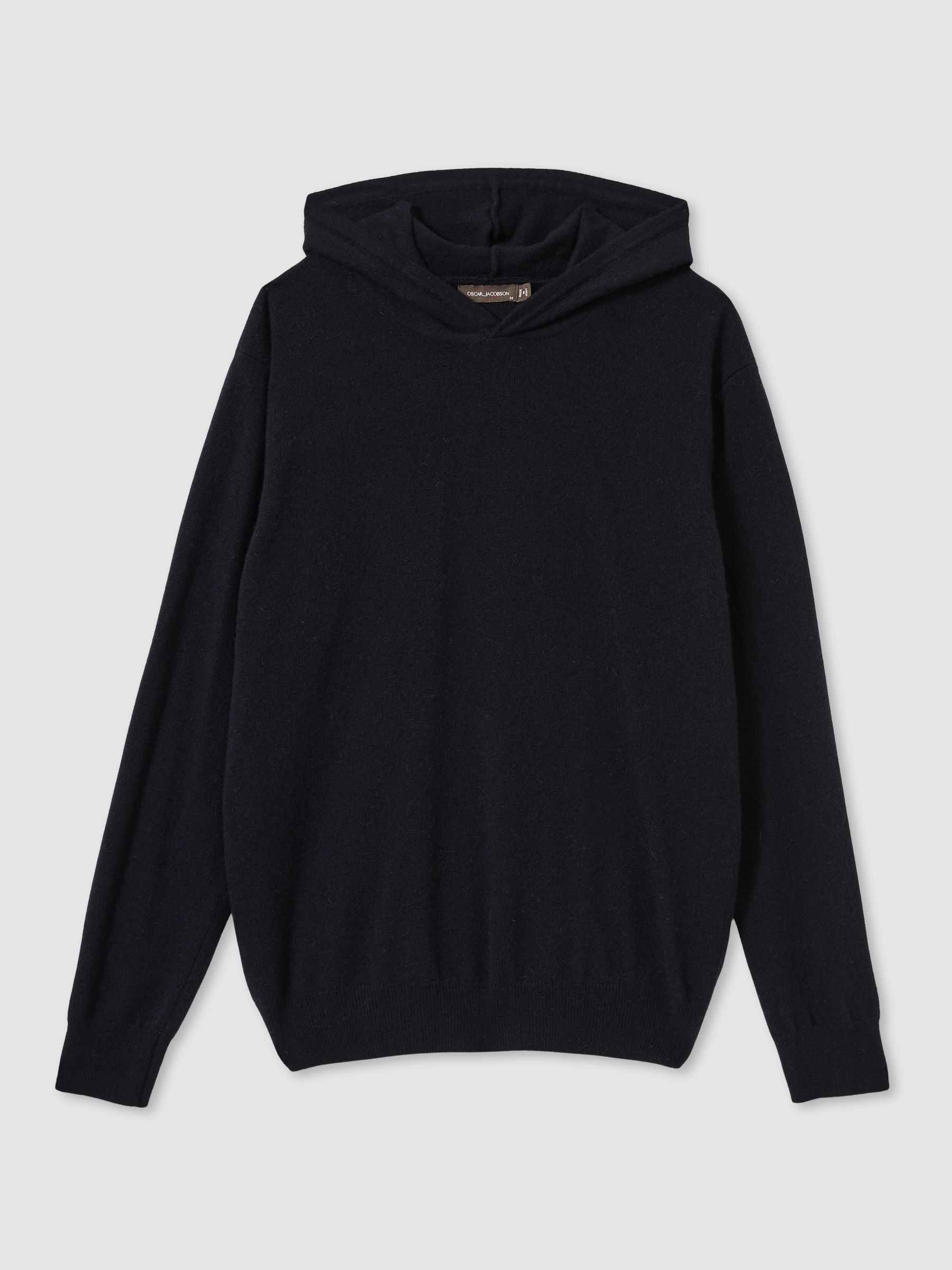 Oscar Jacobson Wool Blend Hoodie With Cashmere in Navy - Image 2 of 6