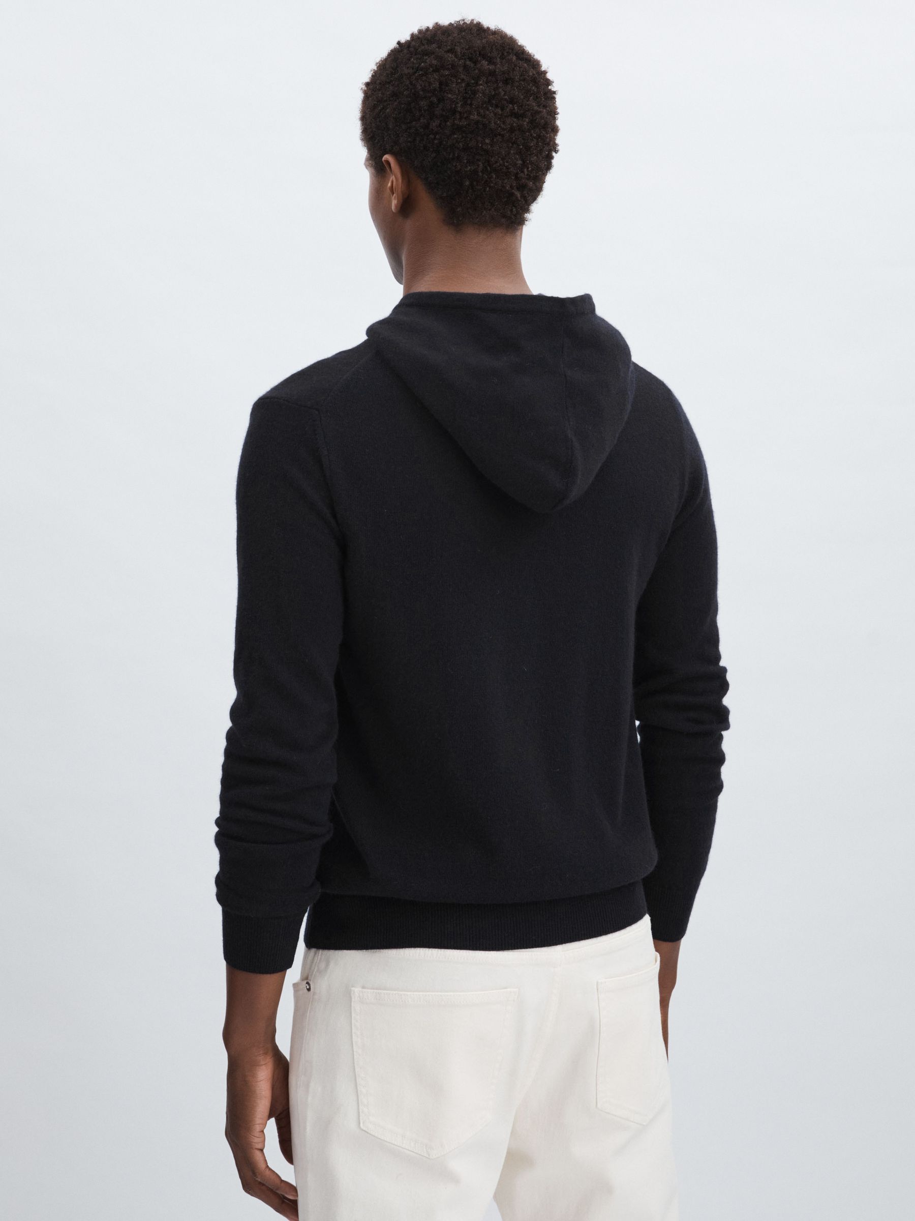 Oscar Jacobson Wool Blend Hoodie With Cashmere in Navy - Image 5 of 6