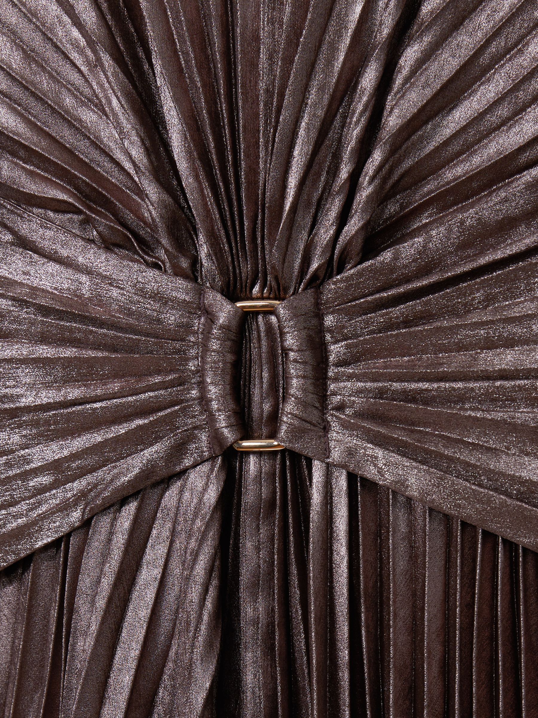 Acler Satin Pleated Midi Dress in Coffee - Image 6 of 6