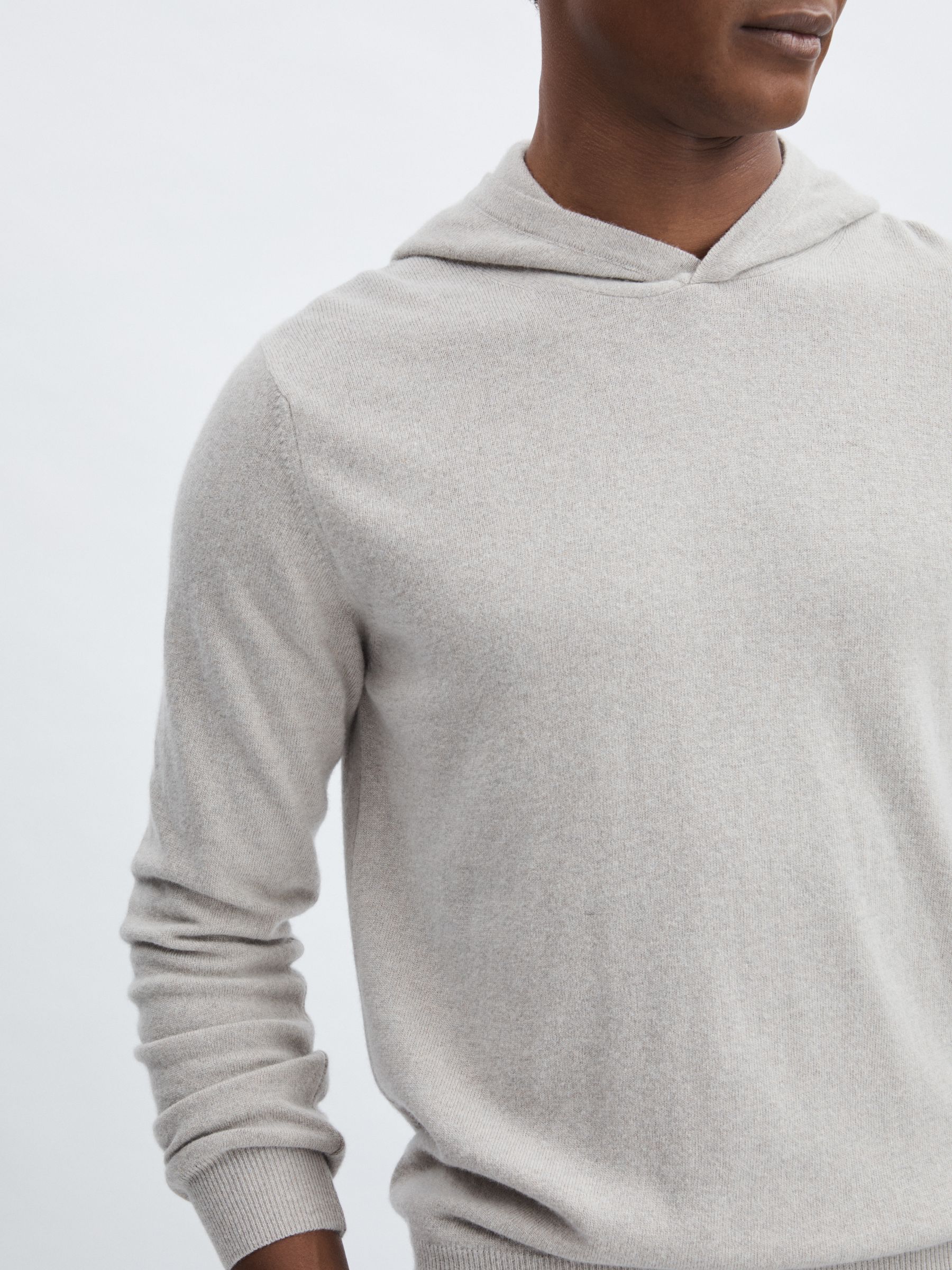 Oscar Jacobson Wool Blend Hoodie With Cashmere in Beige - Image 4 of 6