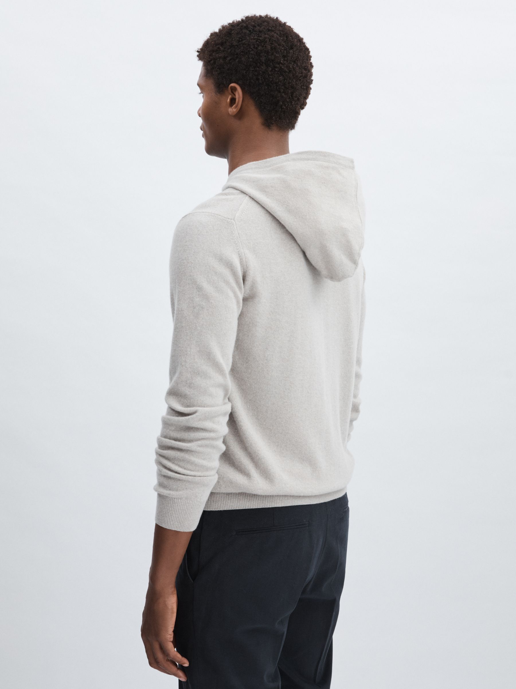 Oscar Jacobson Wool Blend Hoodie With Cashmere in Beige - Image 5 of 6