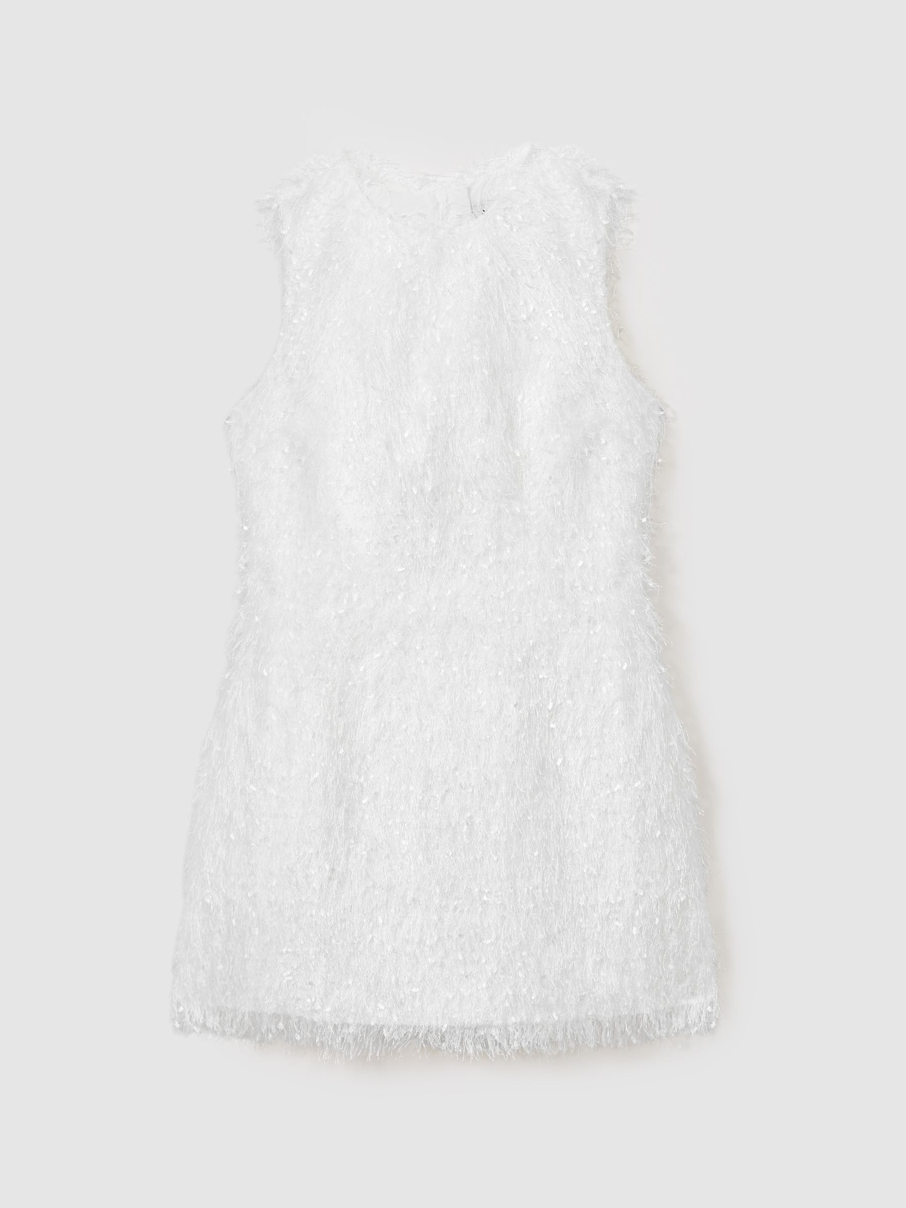 Anna Quan Feather Knit Mini Dress in White - Image 2 of 6