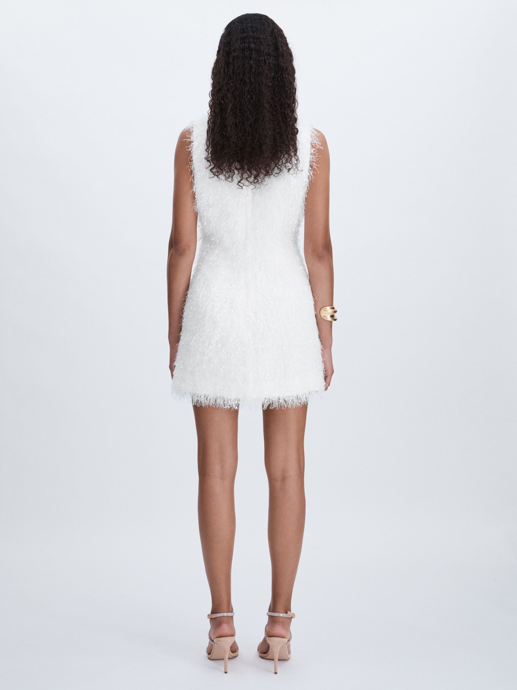 Anna Quan Feather Knit Mini Dress in White - Image 5 of 6