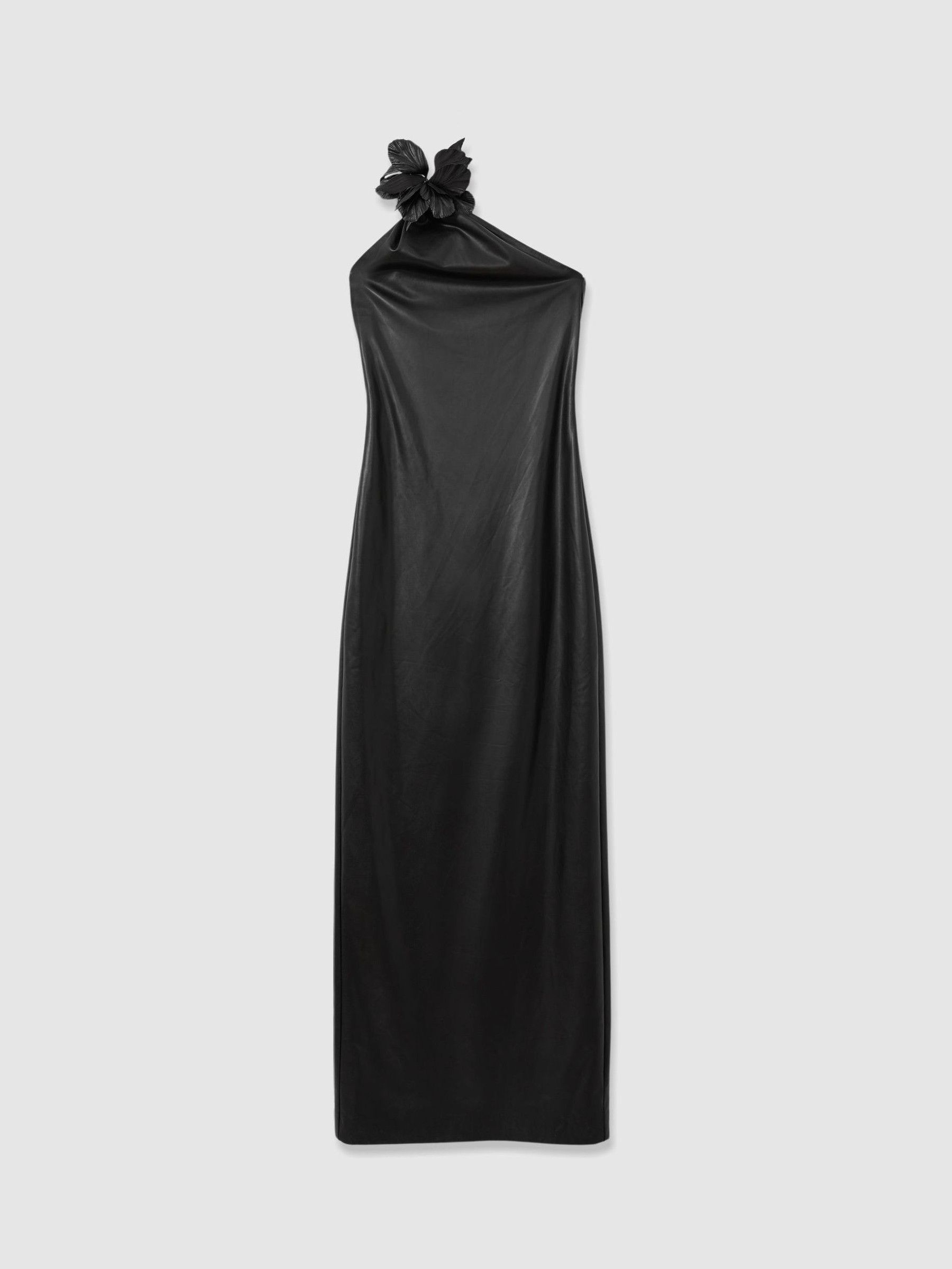 Halston Faux Leather One-Shoulder Maxi Dress in Black - Image 2 of 6