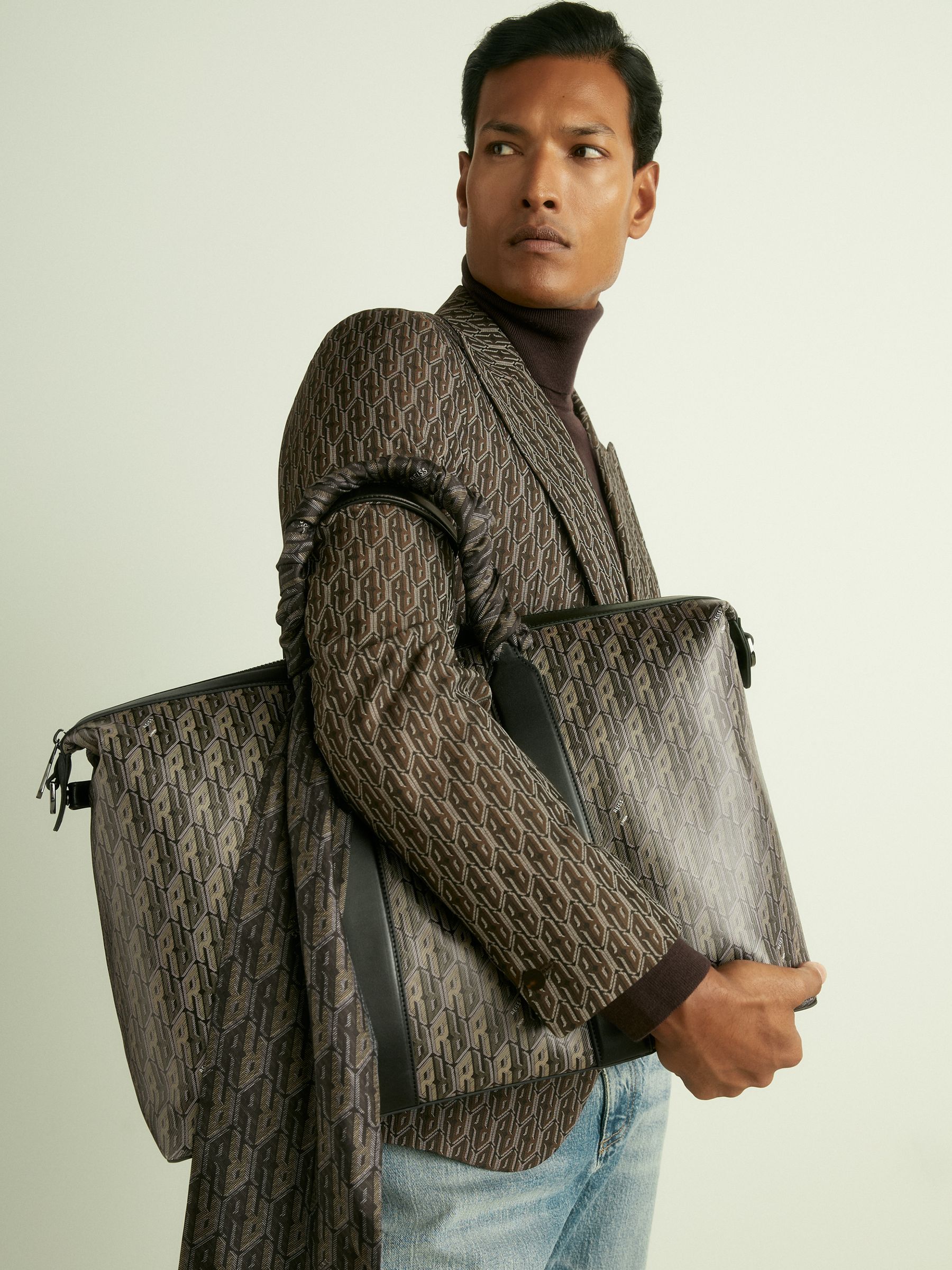 Monogram-Print Coated-Canvas Holdall in Grey Multi - Image 2 of 5