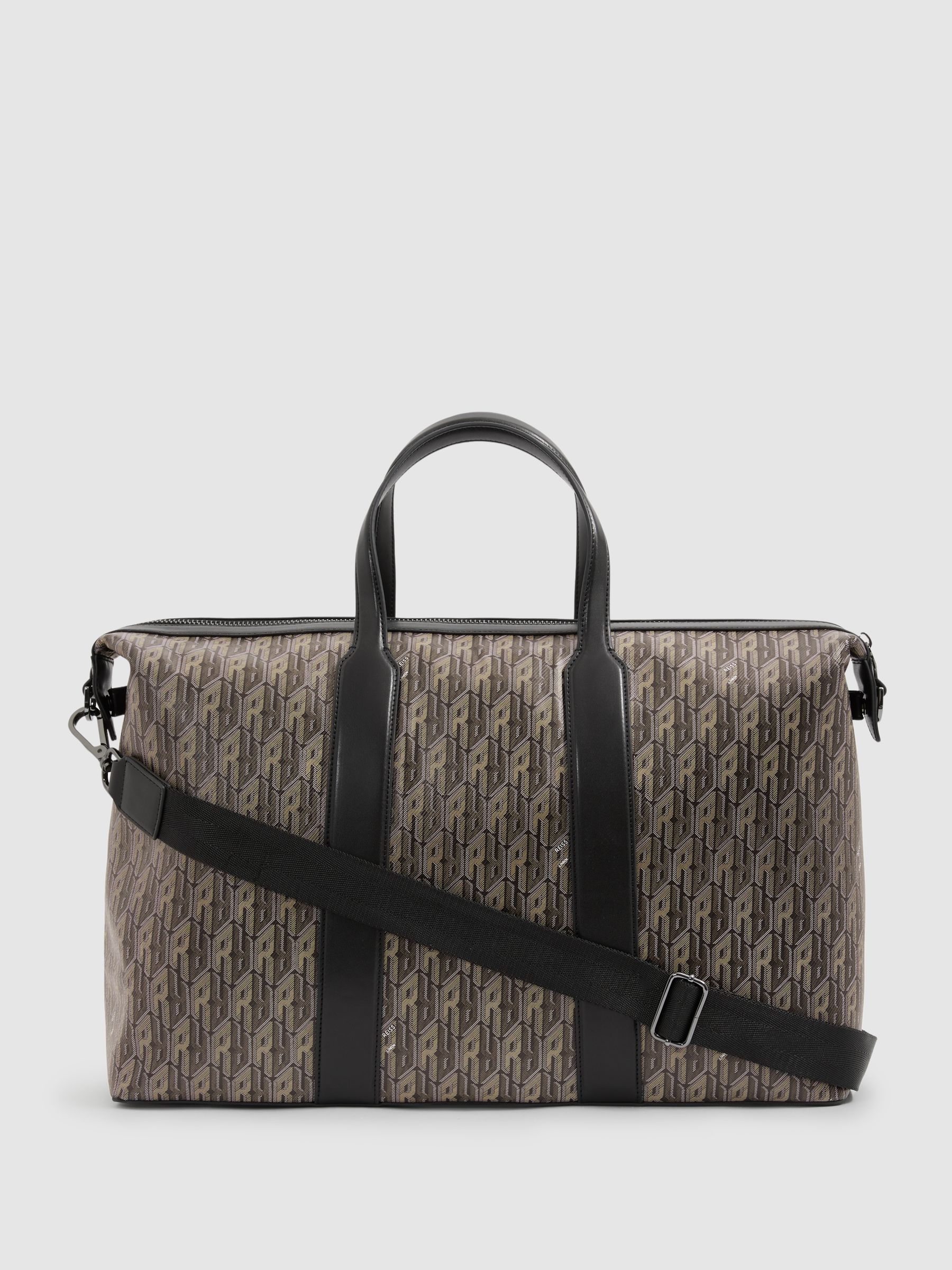 Monogram-Print Coated-Canvas Holdall in Grey Multi - Image 4 of 5