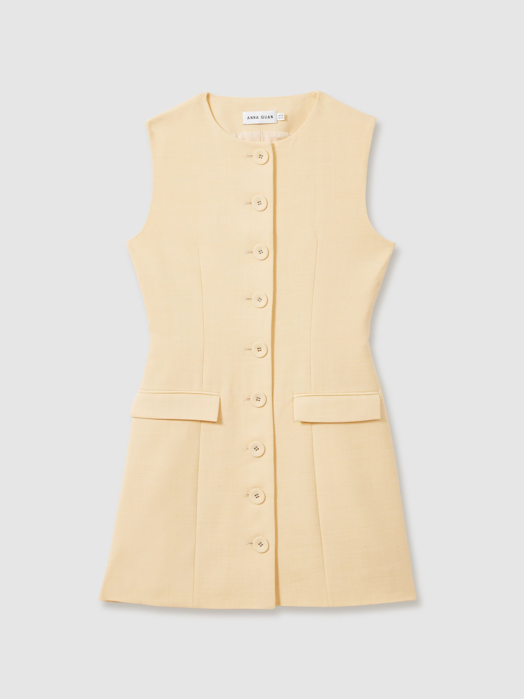 Anna Quan Button Through Mini Dress With Wool in Buttercup - Image 2 of 6
