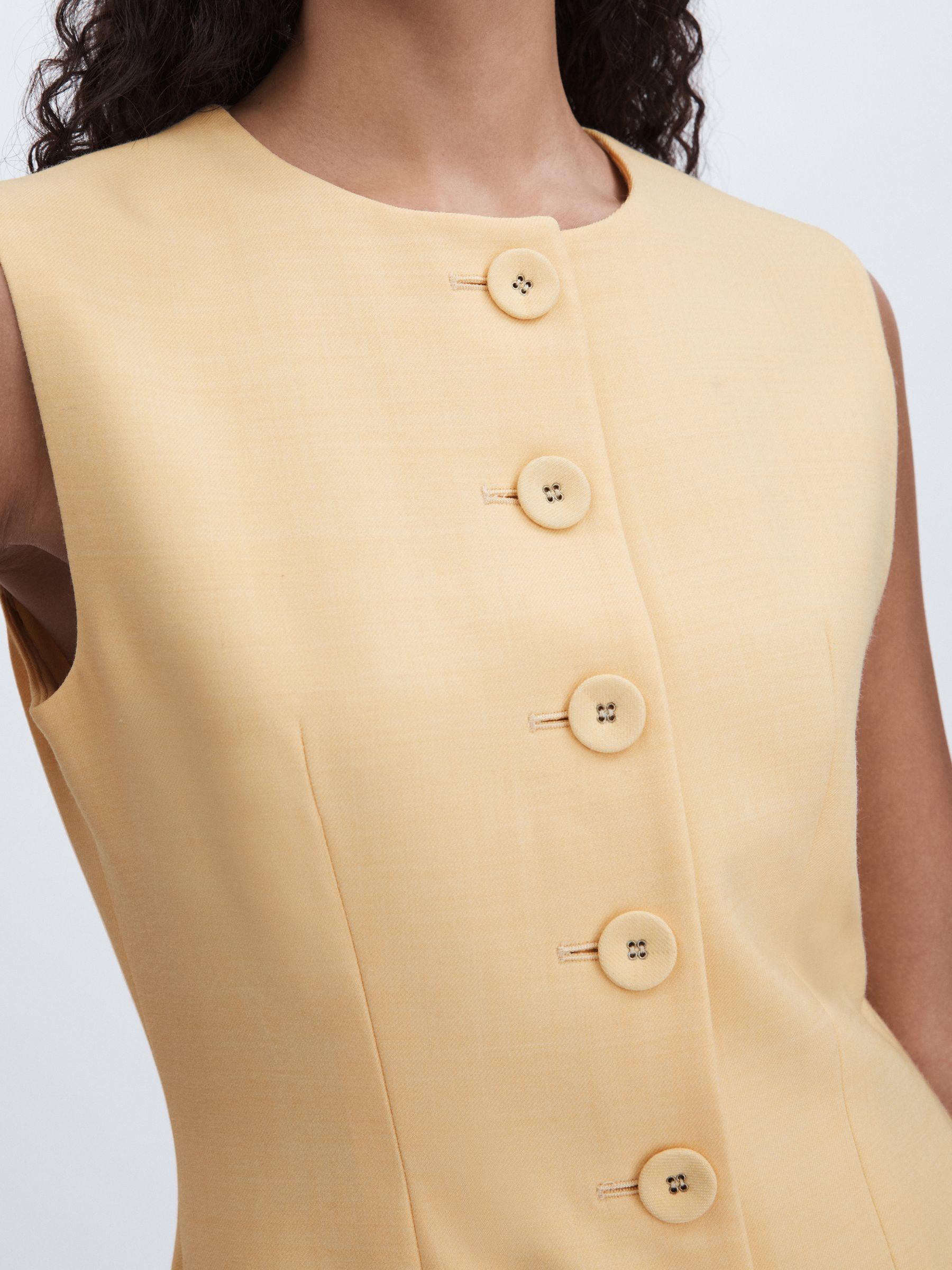 Anna Quan Button Through Mini Dress With Wool in Buttercup - Image 4 of 6