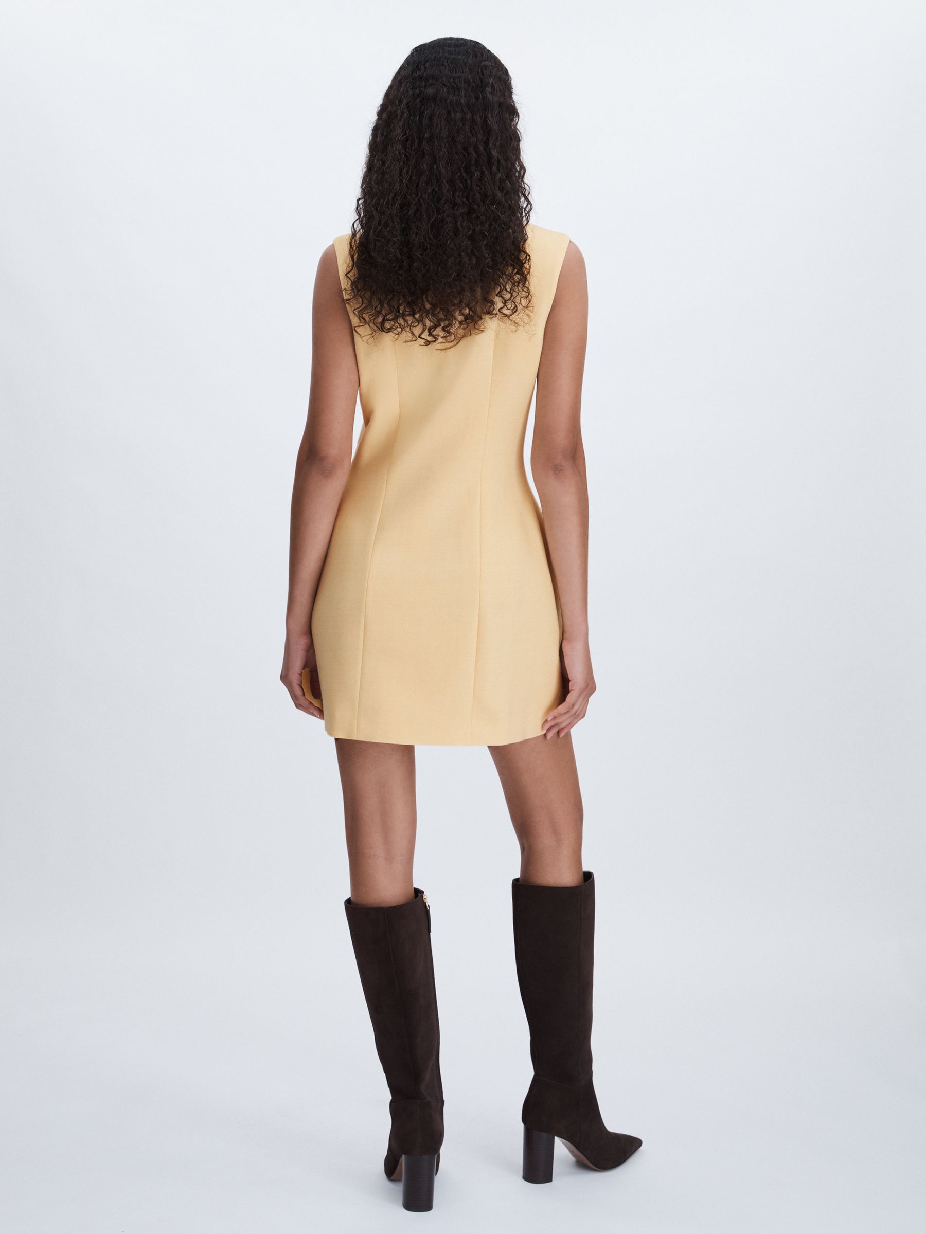 Anna Quan Button Through Mini Dress With Wool in Buttercup - Image 5 of 6