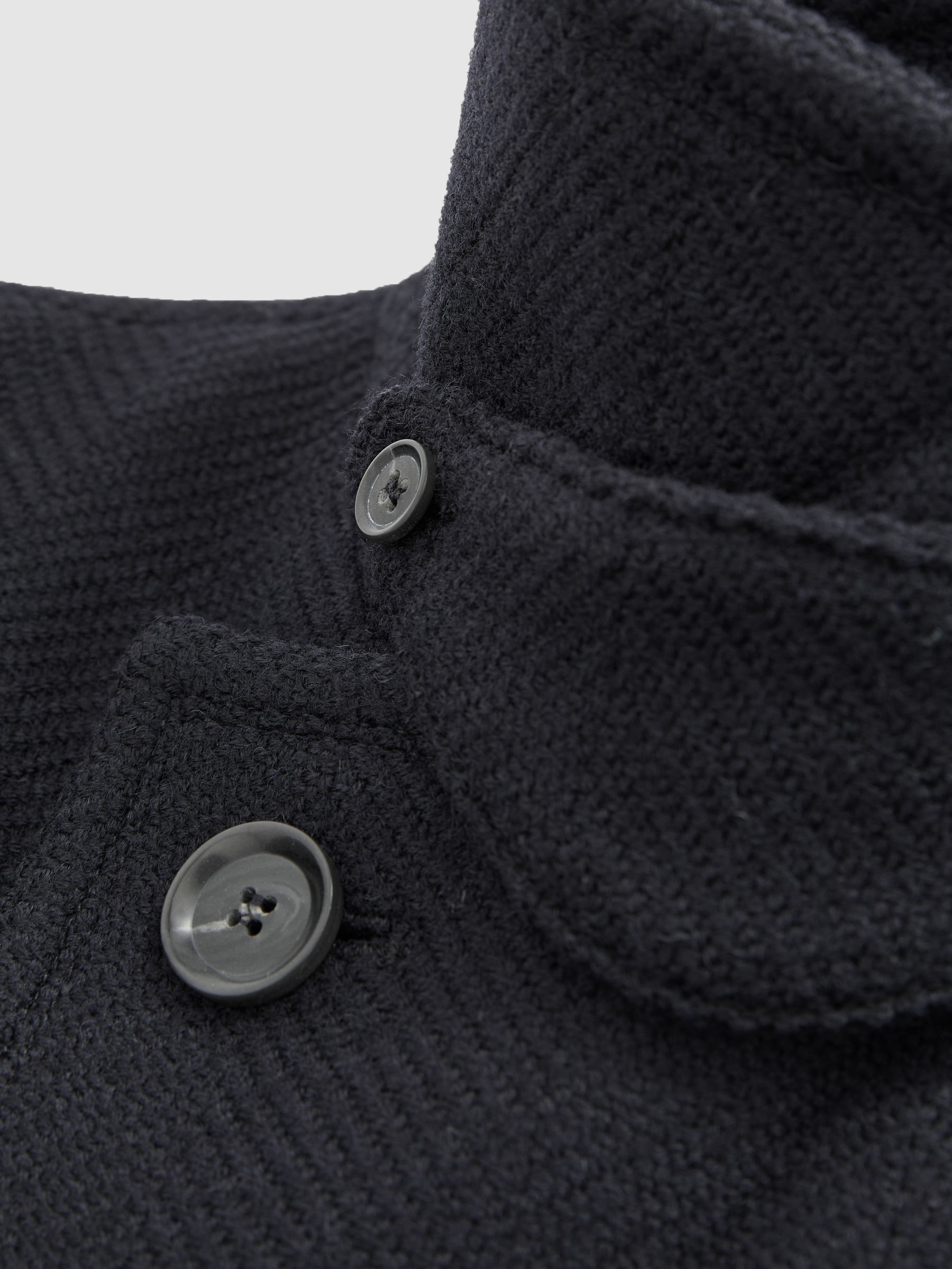 Oscar Jacobson Wool Herringbone Double-Breasted Coat in Navy - Image 6 of 6