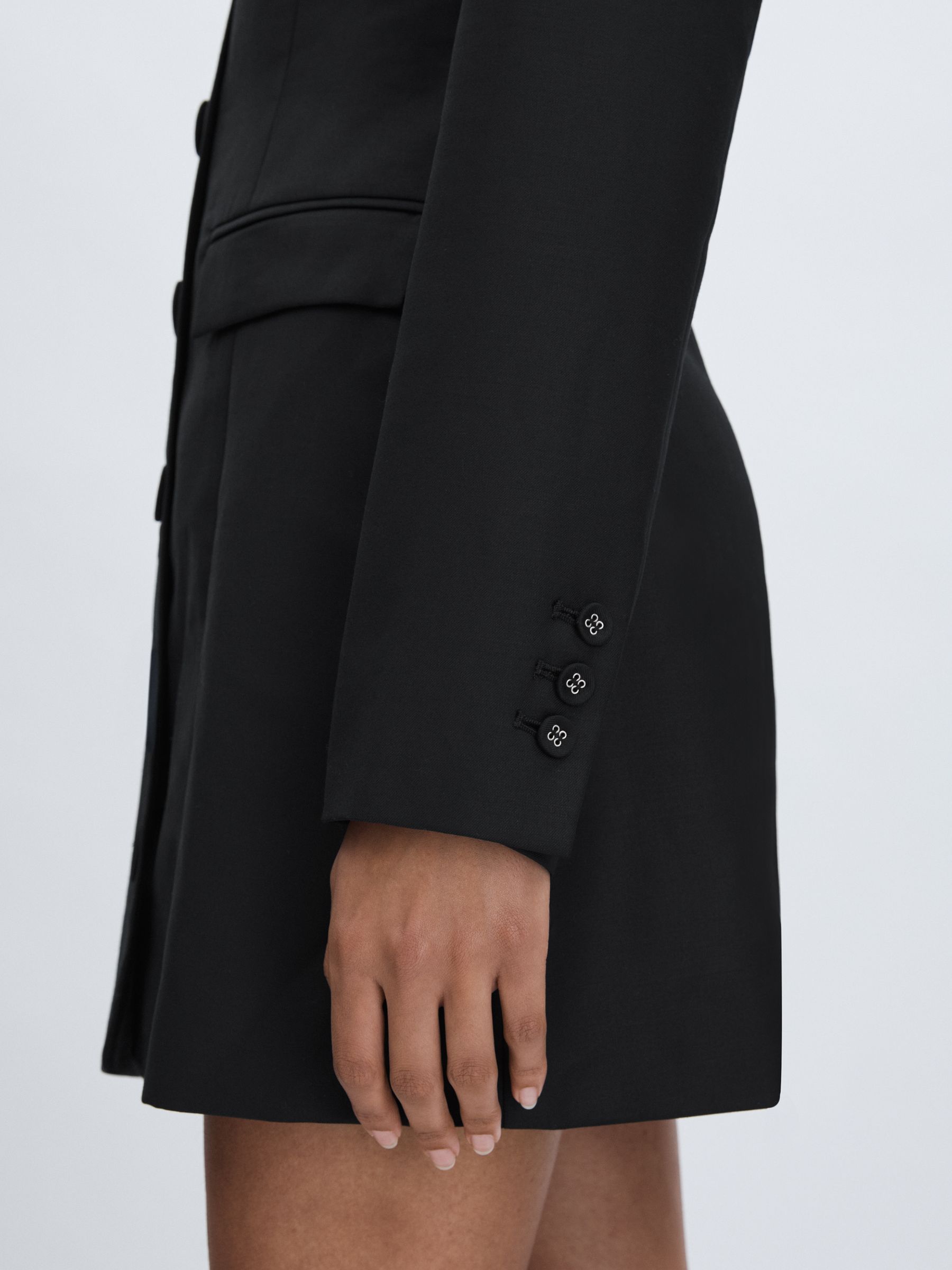 Anna Quan Tailored Button Through Mini Dress in Black - Image 3 of 5