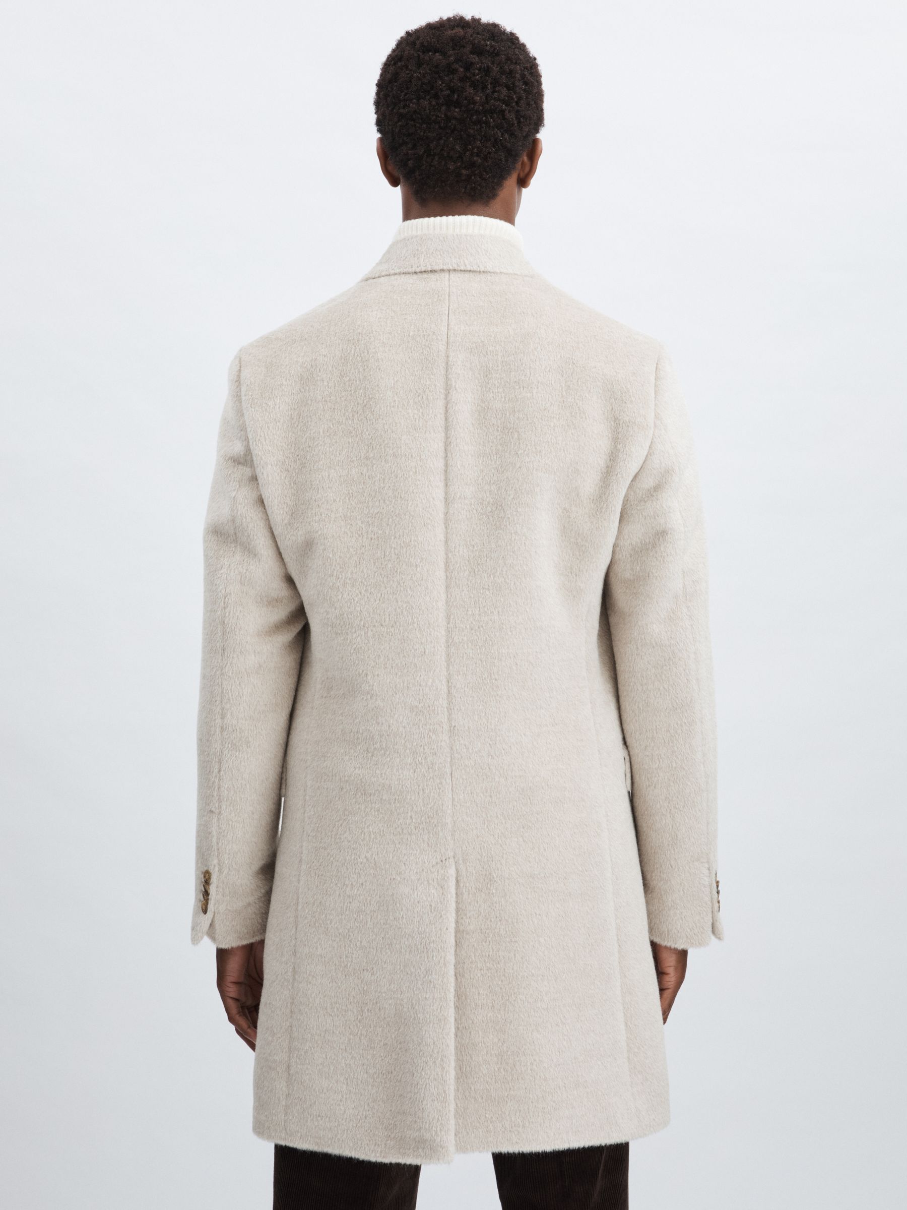 Oscar Jacobson Alpaca-Wool Double-Breasted Coat in Beige Melange - Image 5 of 7