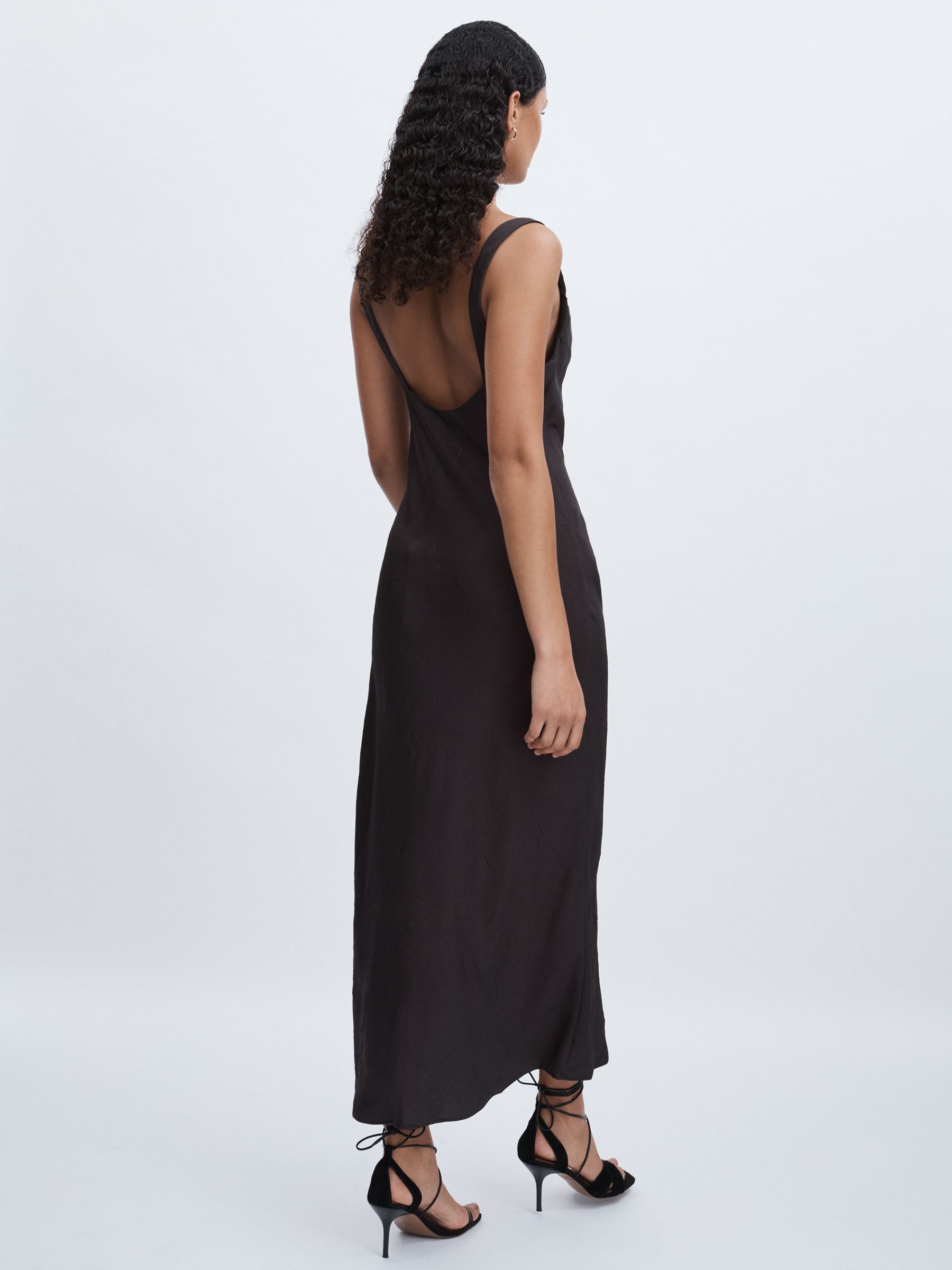 Alia Midi Satin Flower Print Midi Dress in Grey Multi - Image 5 of 7